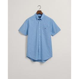 Gant Regular Fit Cotton Linen Short Sleeve Shirt