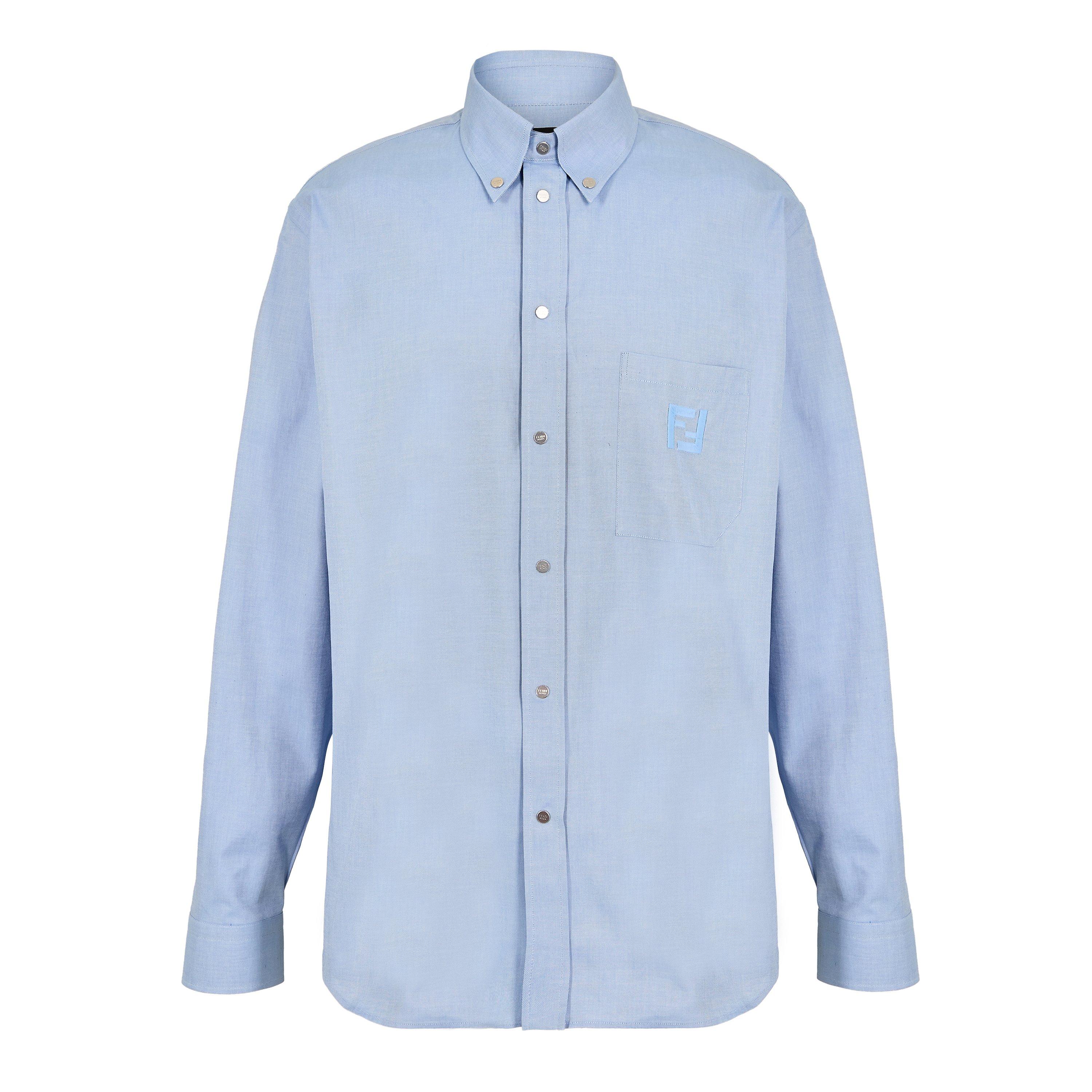 Fendi Mens FF Oxford Shirt - Blue - Large