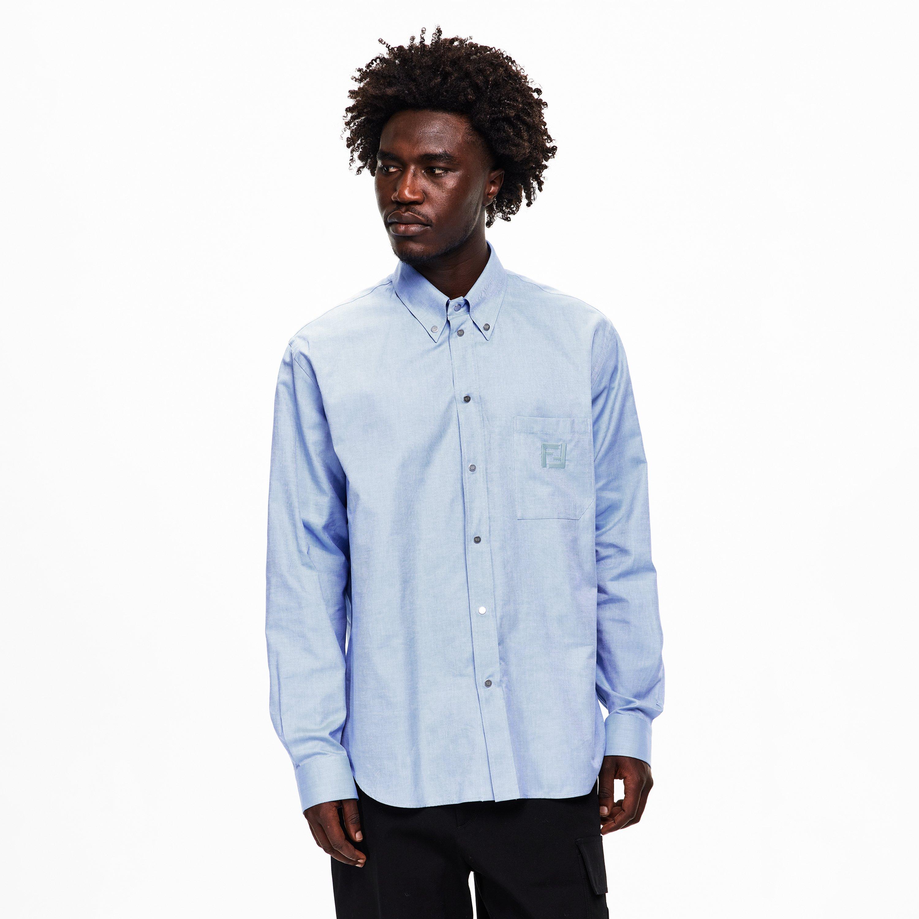 Blue - Fendi - Mens FF Oxford Shirt - 3
