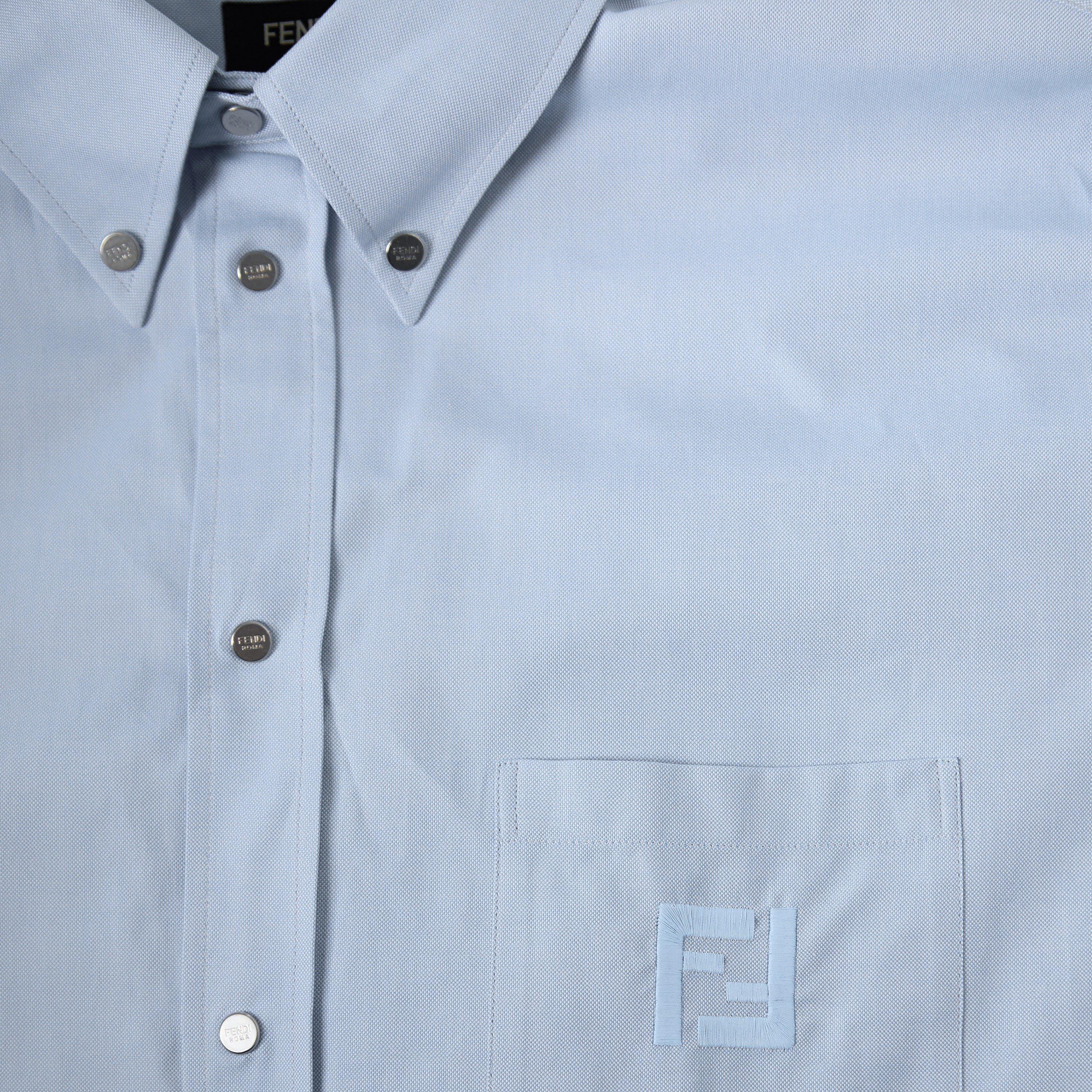 Blue - Fendi - Mens FF Oxford Shirt - 5