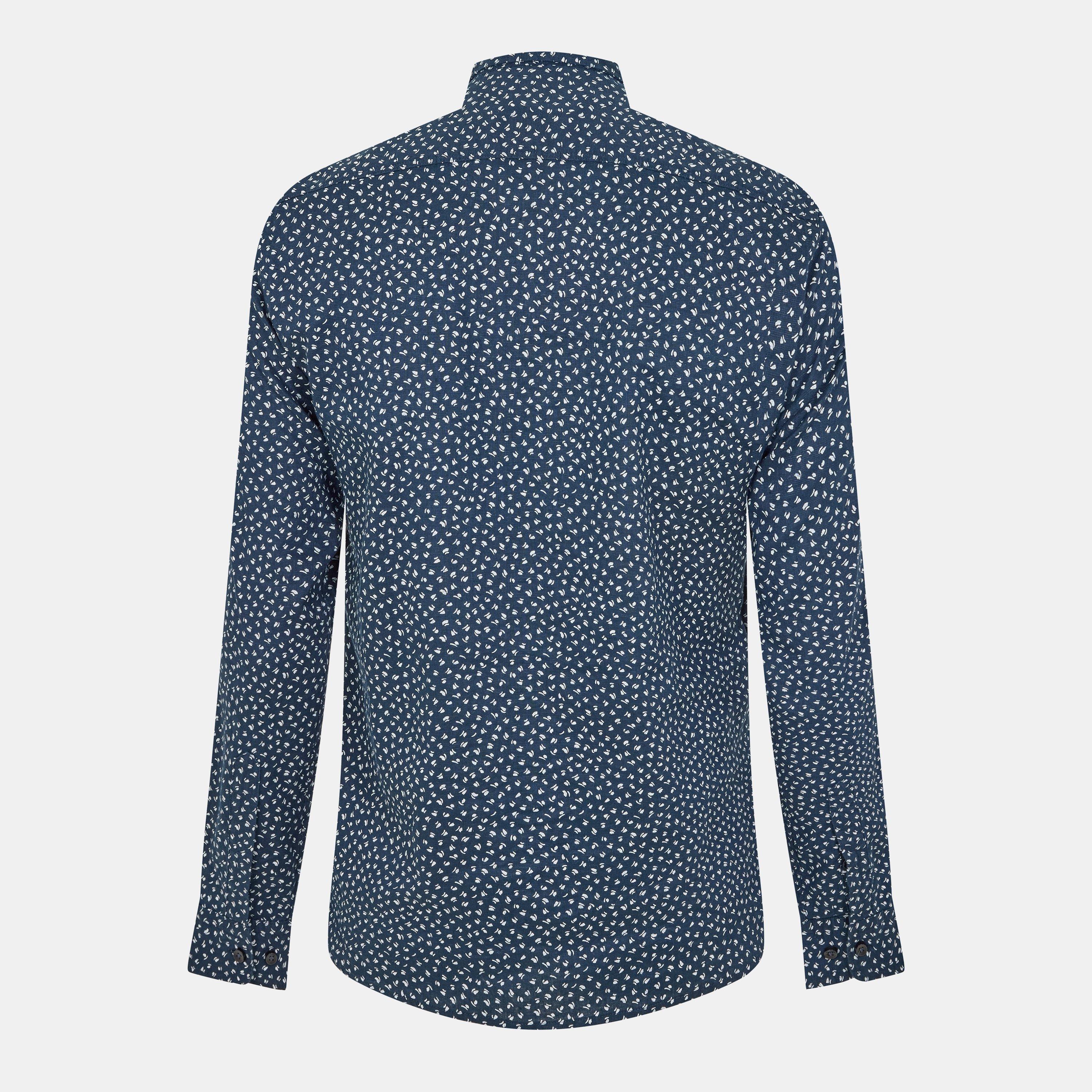 Dark Blue - Boss - Men's Roger F Plain Long-Sleeve Shirt - 2