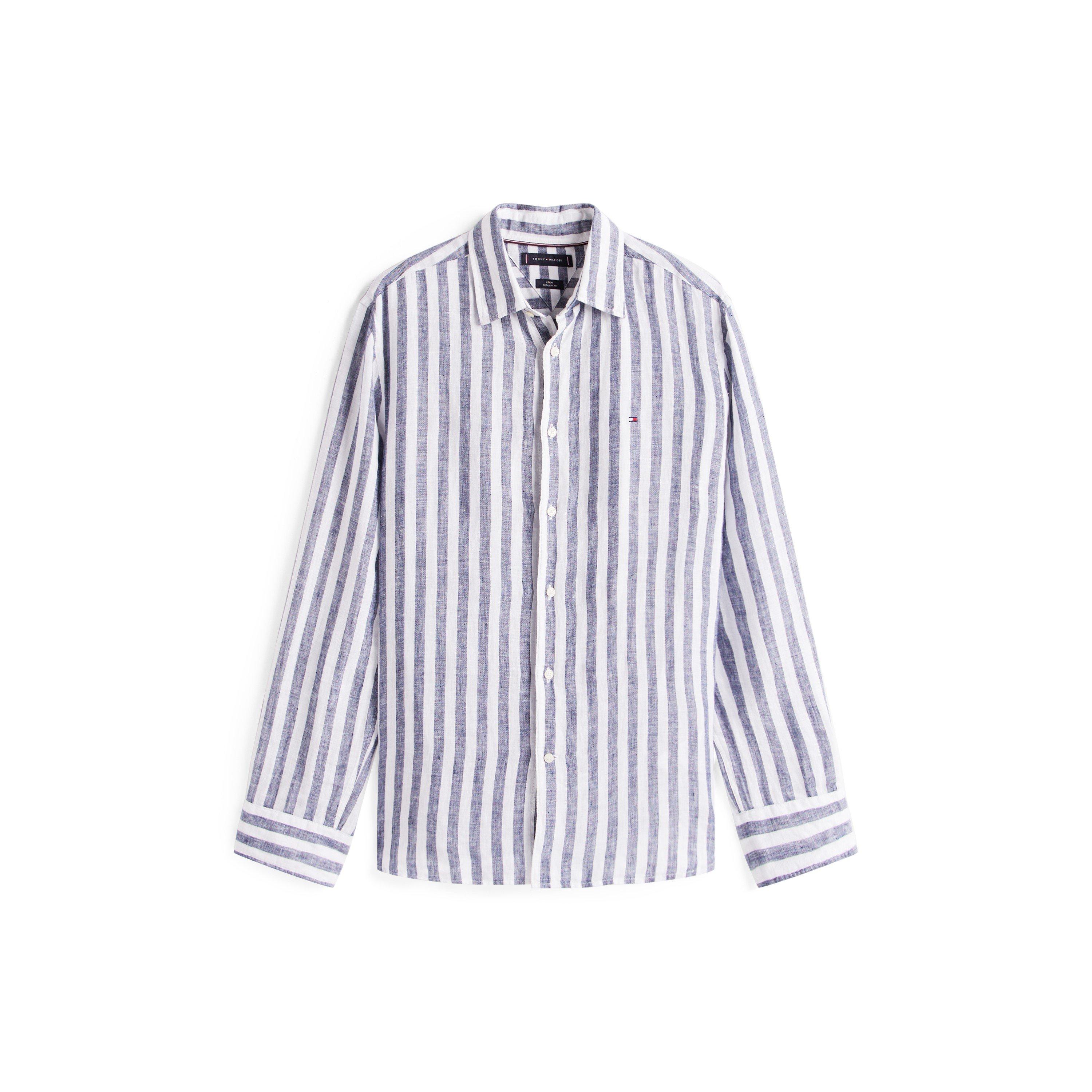 Preppy Navy 0A4 - Tommy Hilfiger - Men's Bengal Stripe Long-Sleeve Patterned Shirt - 1