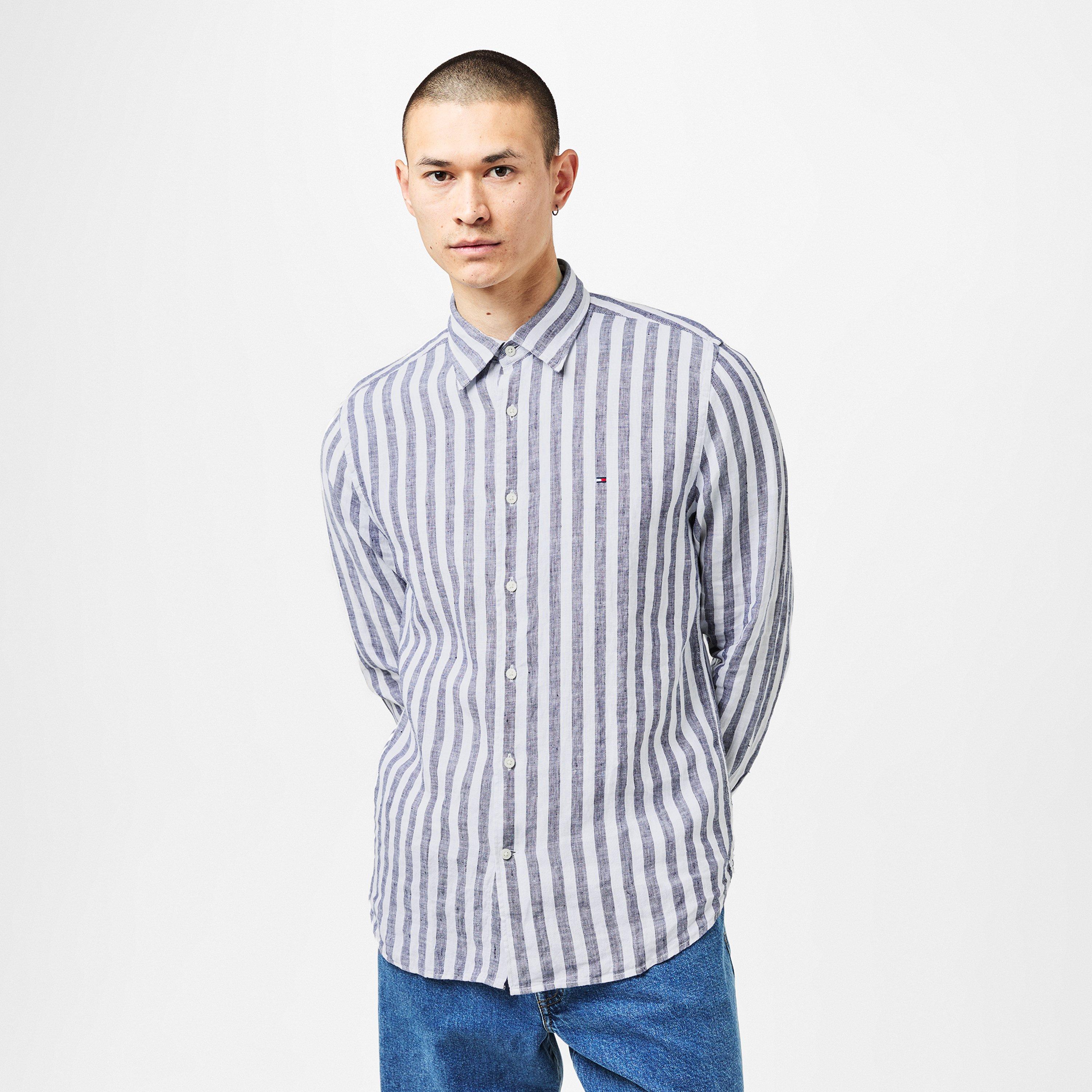 Preppy Navy 0A4 - Tommy Hilfiger - Men's Bengal Stripe Long-Sleeve Patterned Shirt - 2