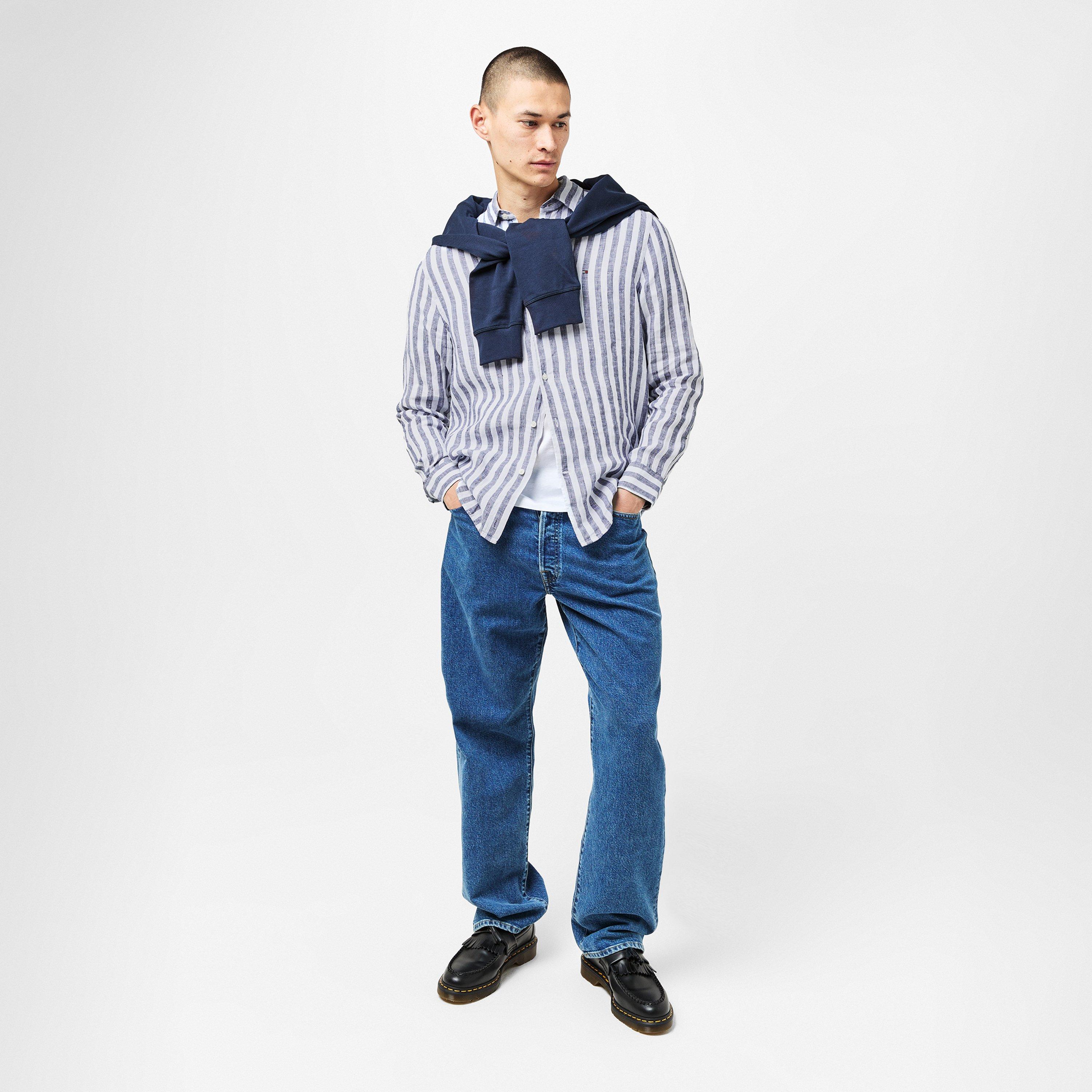 Preppy Navy 0A4 - Tommy Hilfiger - Men's Bengal Stripe Long-Sleeve Patterned Shirt - 5