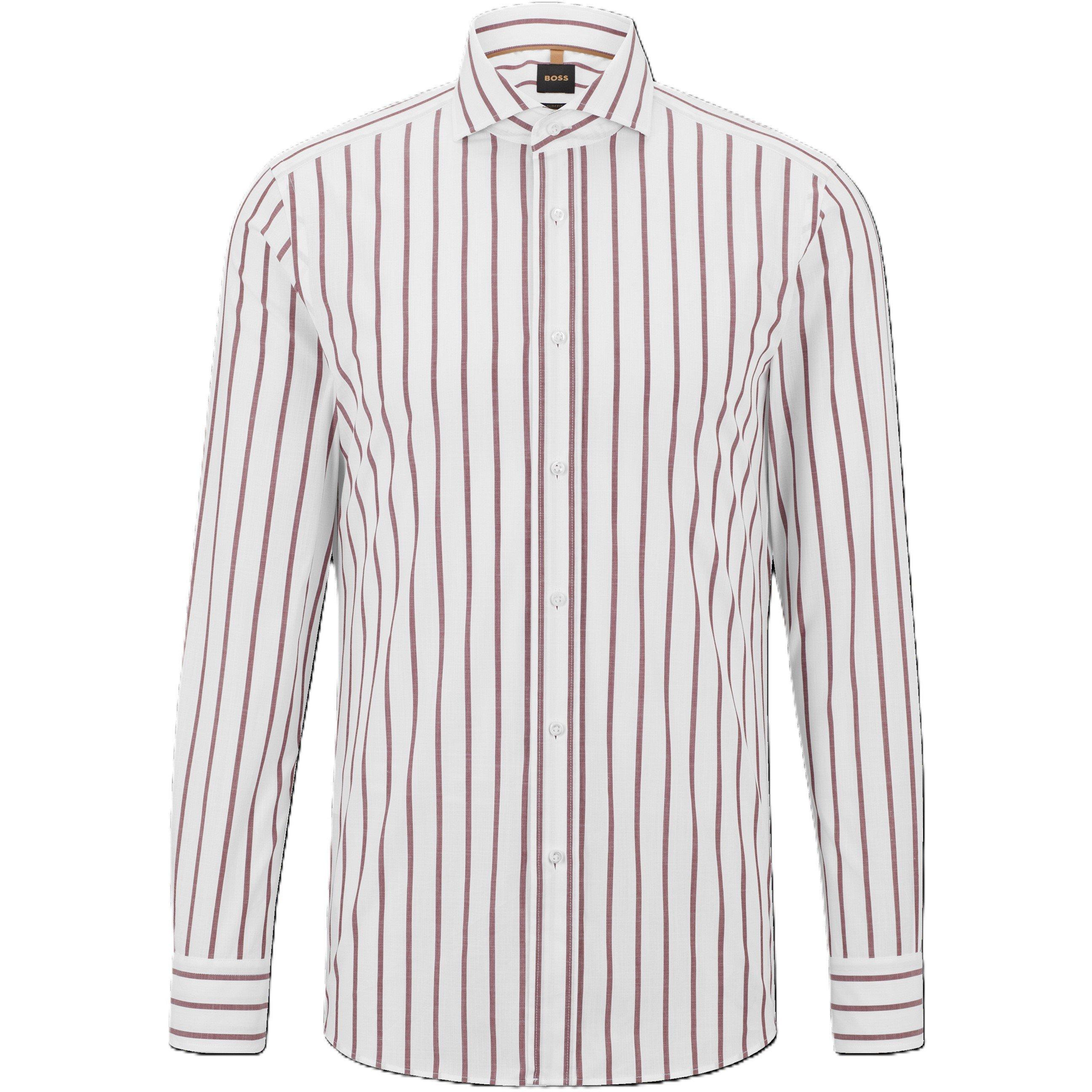 Dark Red - Boss - Men's T-Hays-Spread-C1-232 Plain Long-Sleeve Shirt