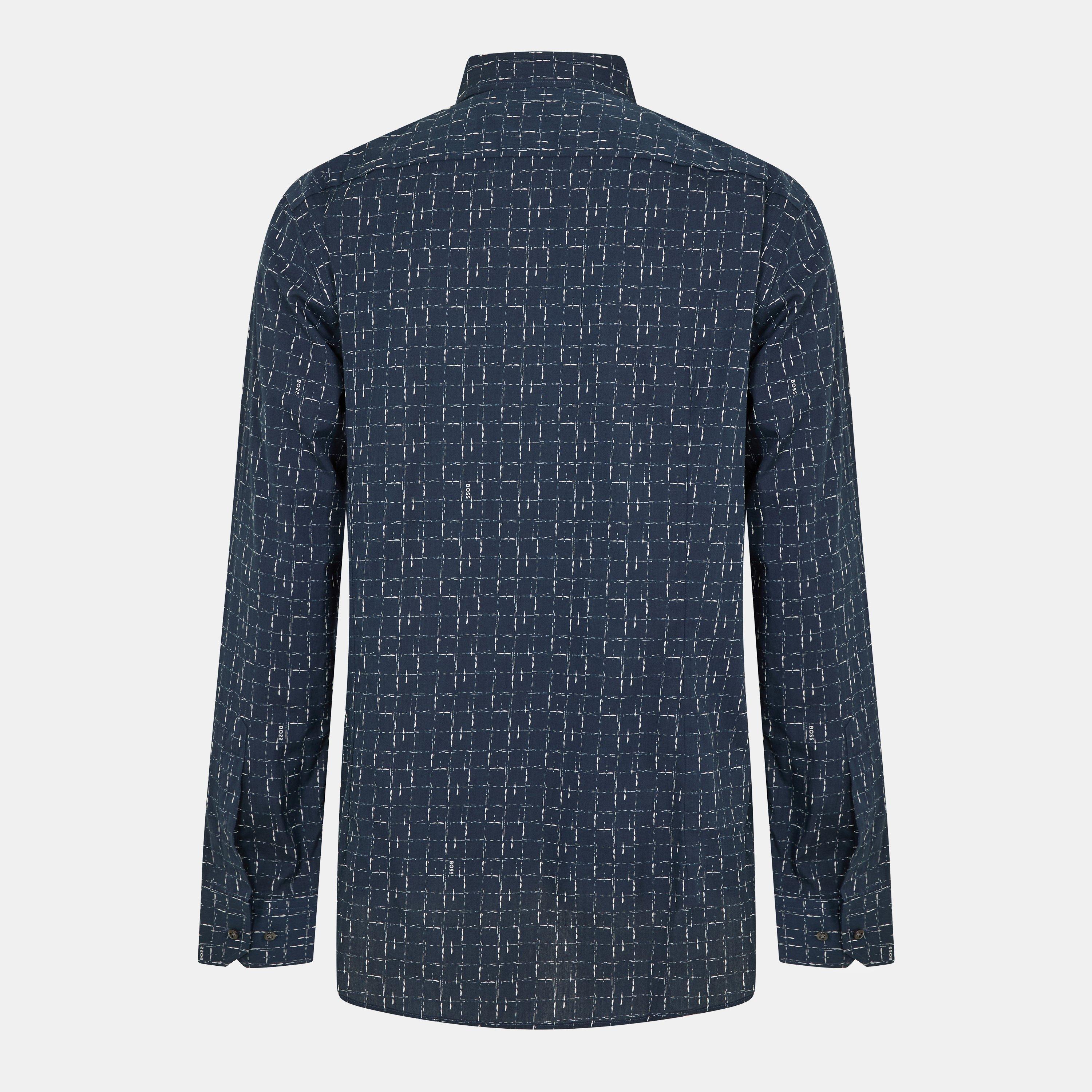 Dark Blue - Boss - Men's T-Hays-Kent-214 Plain Long-Sleeve Shirt - 2