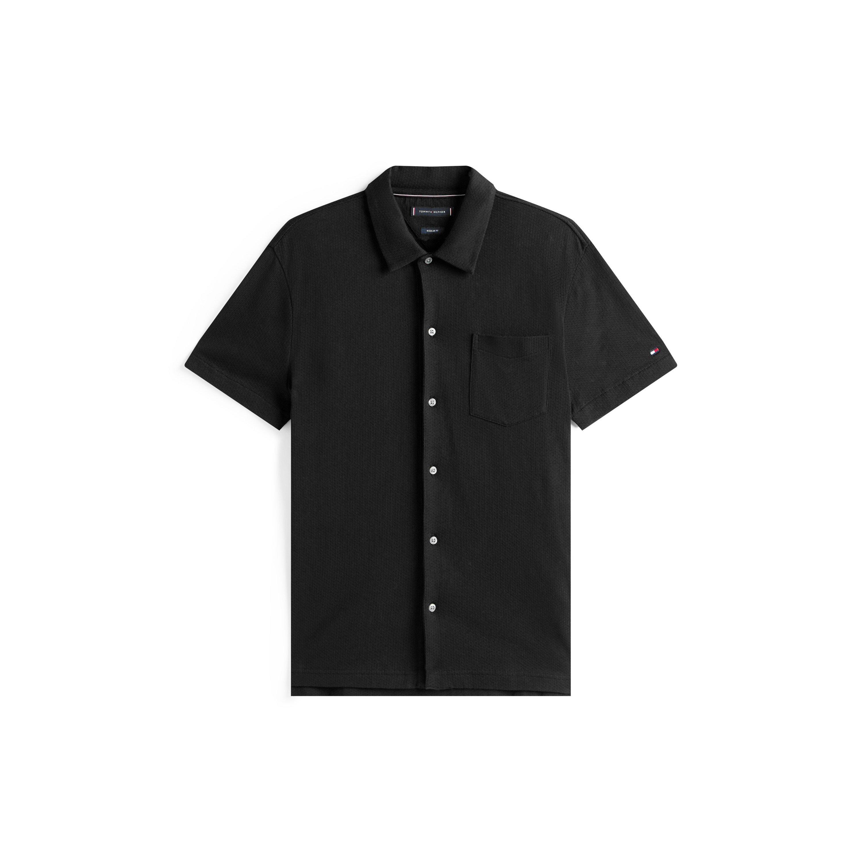 Tommy Hilfiger Men's Short Sleeve Plain Shirt - Black BDS - M