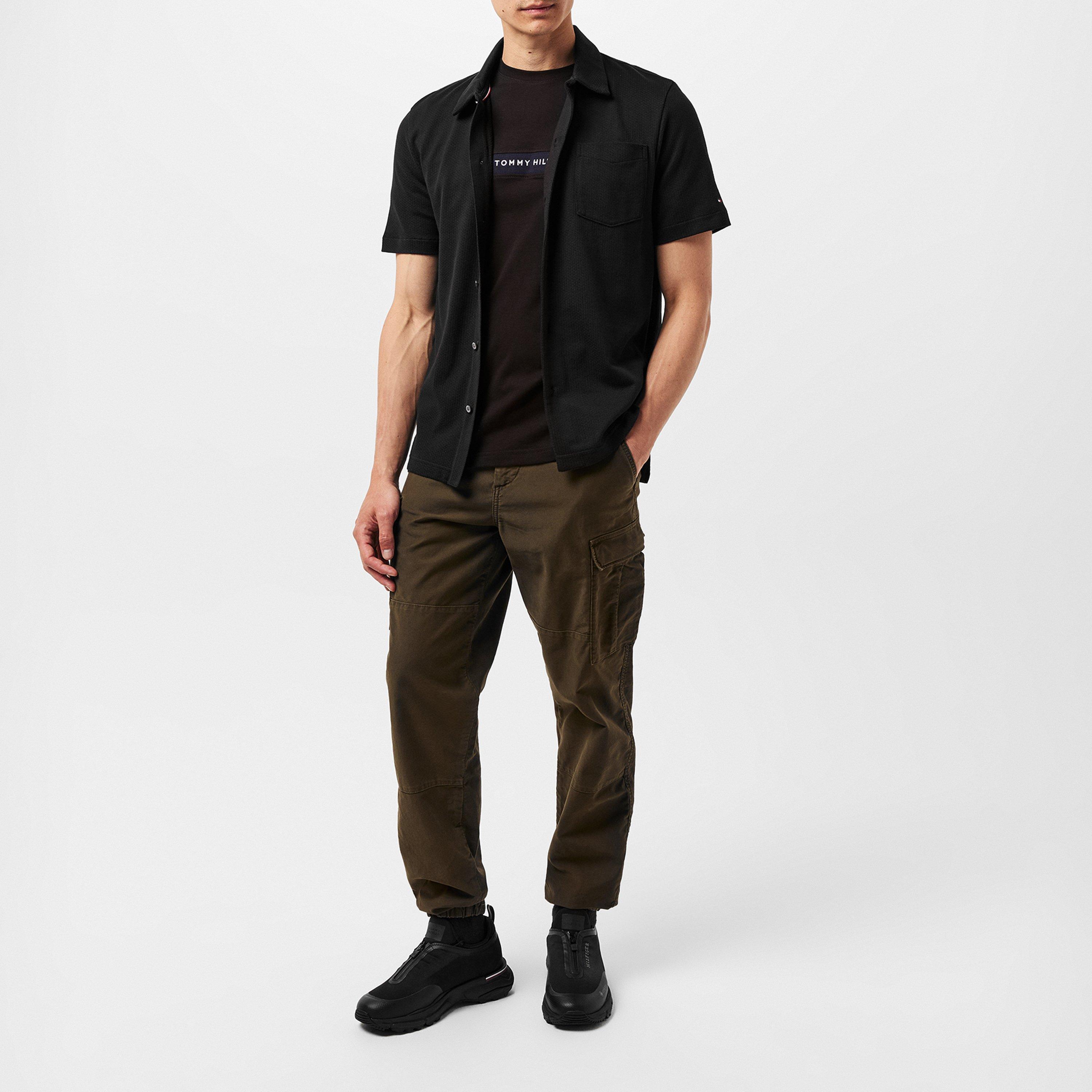 Black BDS - Tommy Hilfiger - Men's Short-Sleeve Plain Shirt - 5