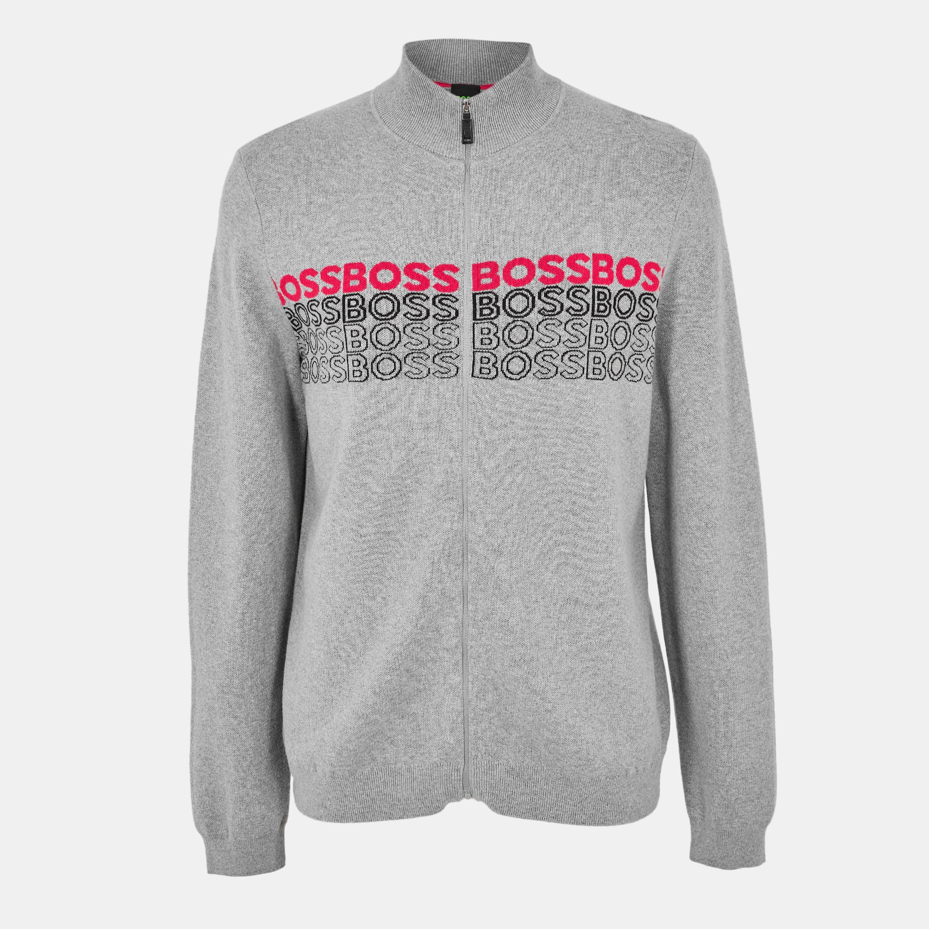 Pastel Grey - Boss - Men's Zightek Lined Knitwear Hoodie - 1