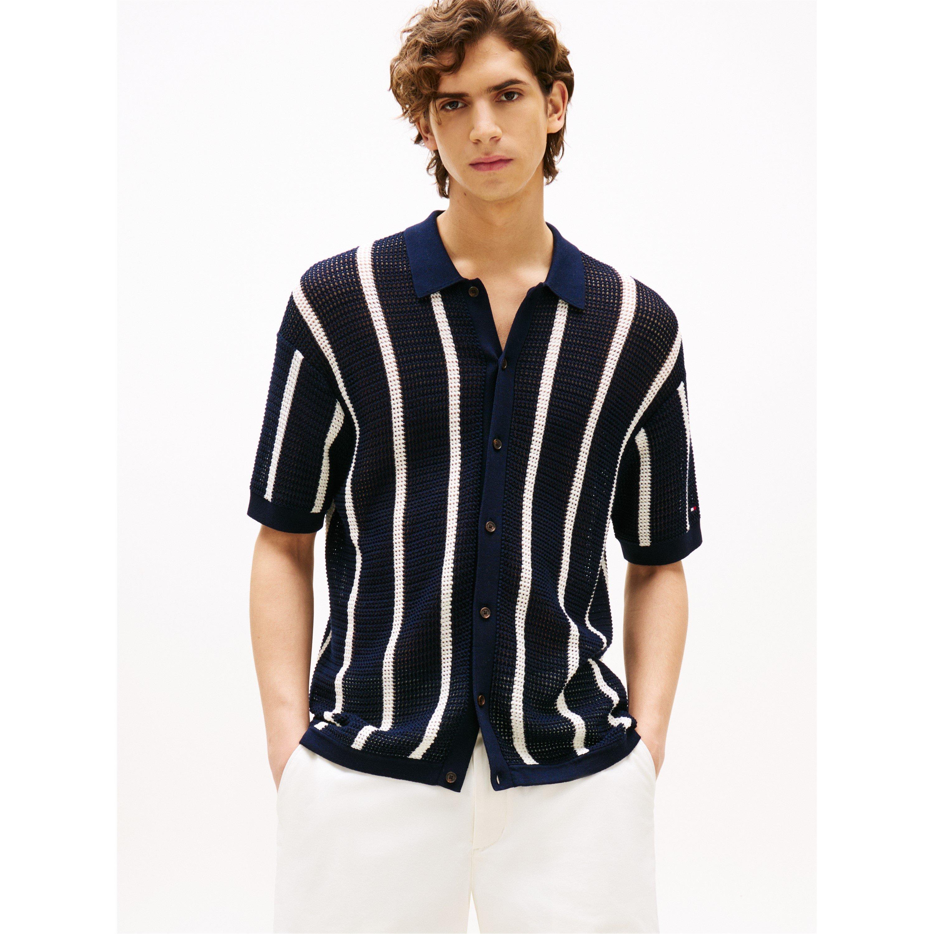 Desert Sky 0FA - Tommy Hilfiger - Men's Vertical Stripe Short-Sleeve Patterned Shirt - 2