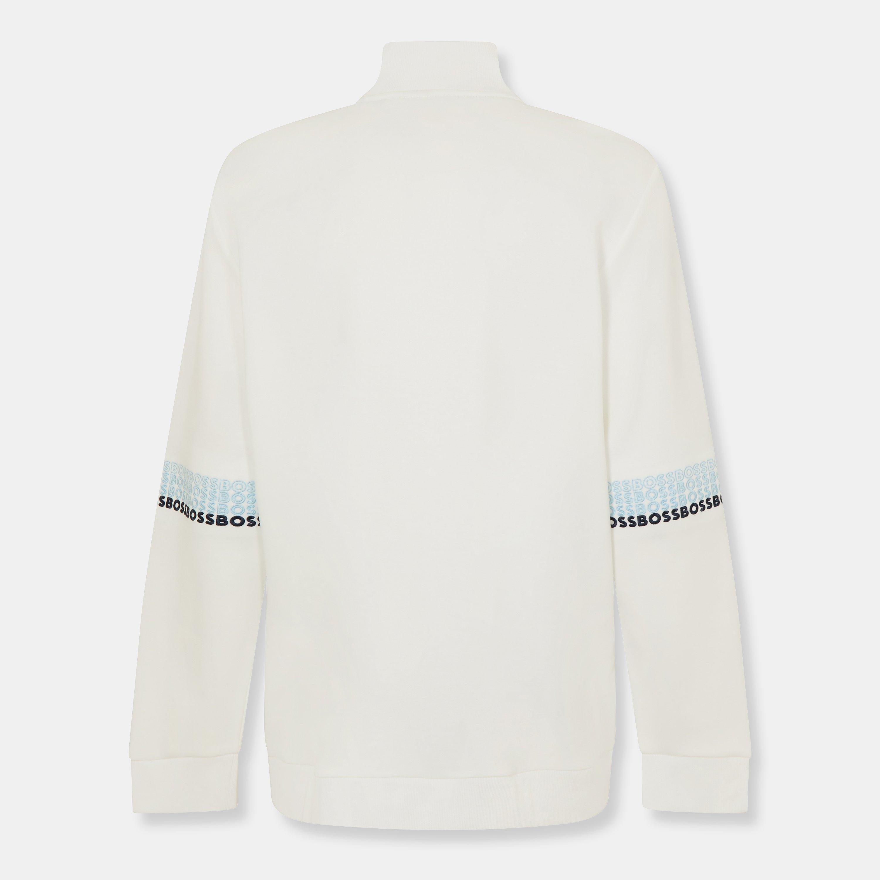 White - Boss - Men's Skaz Zipped Fleece Top, Full Zip Hoodie - 2