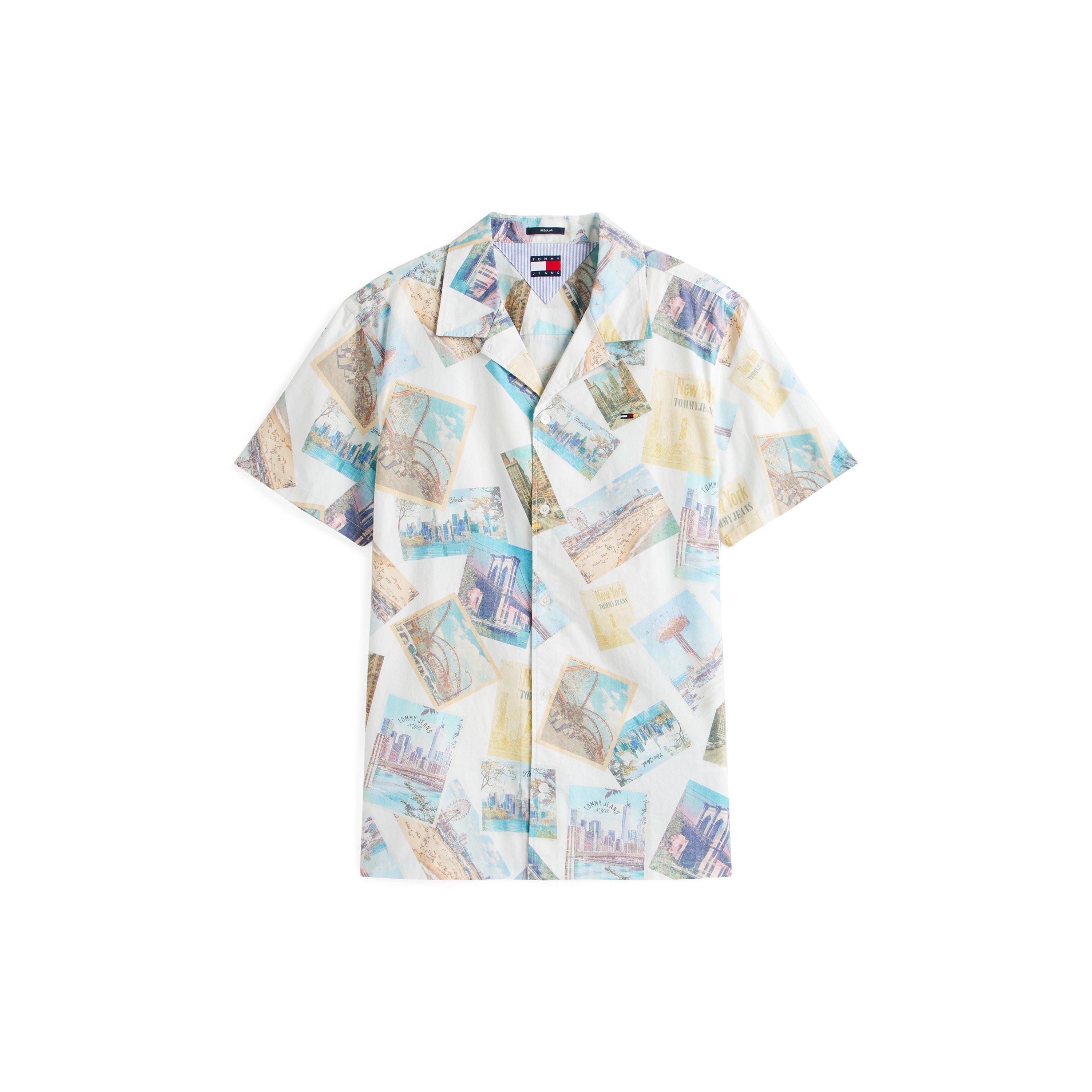 Ecru Postcard - Tommy Jeans - Men's All Over Print Camp Patterned Shirt - 1