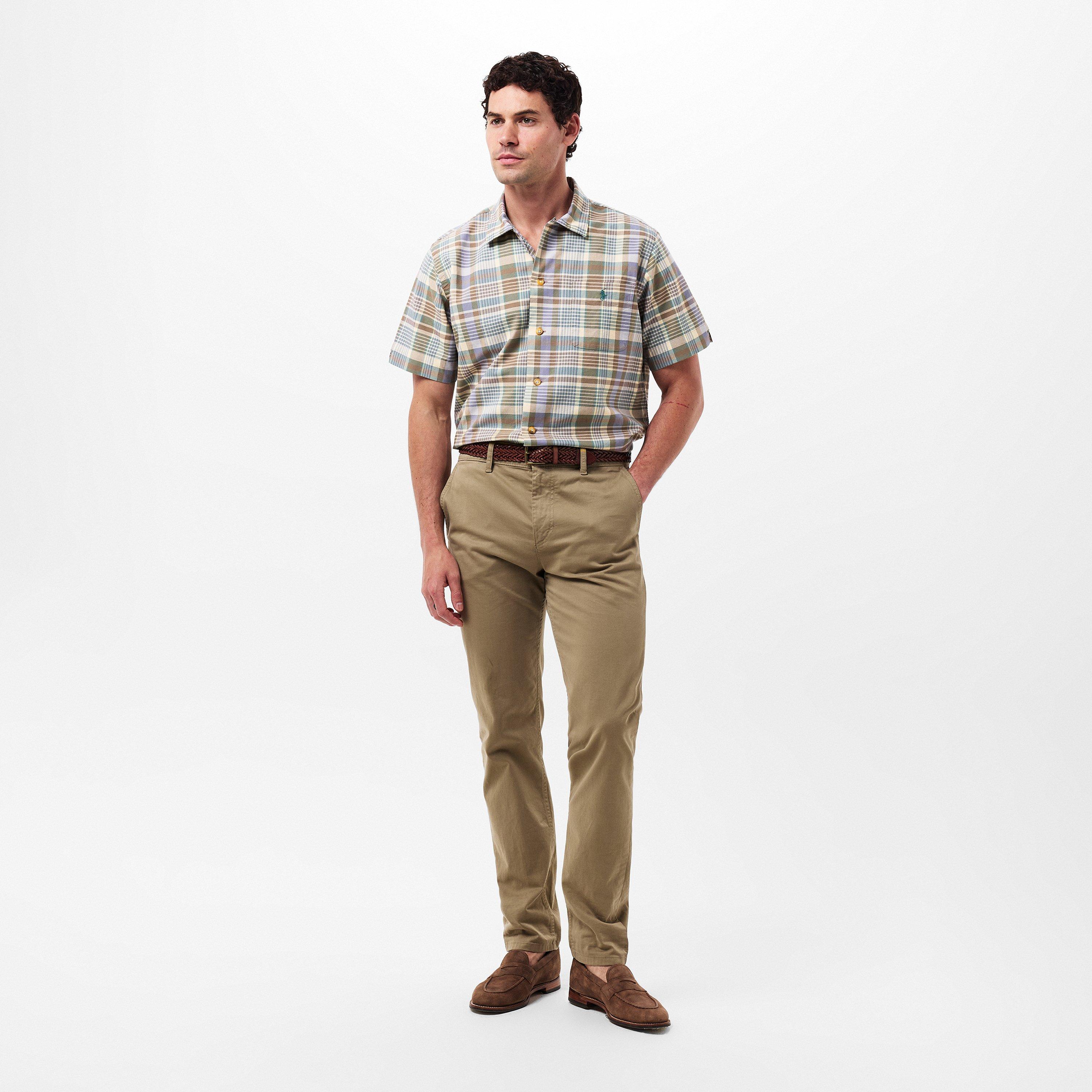 Khaki Green - Polo Ralph Lauren - Men's Plaid Short-Sleeve Patterned Shirt - 6