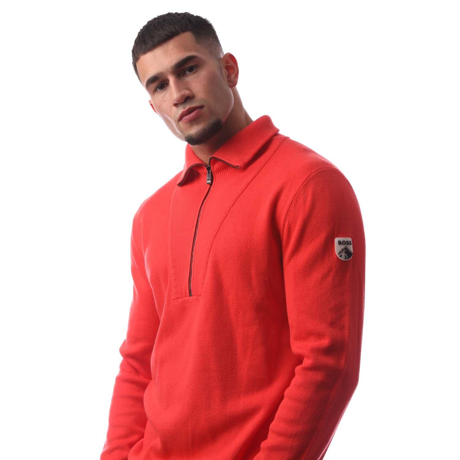 Red - Boss - Men's Lantonio quarter Zip Fleece - 3