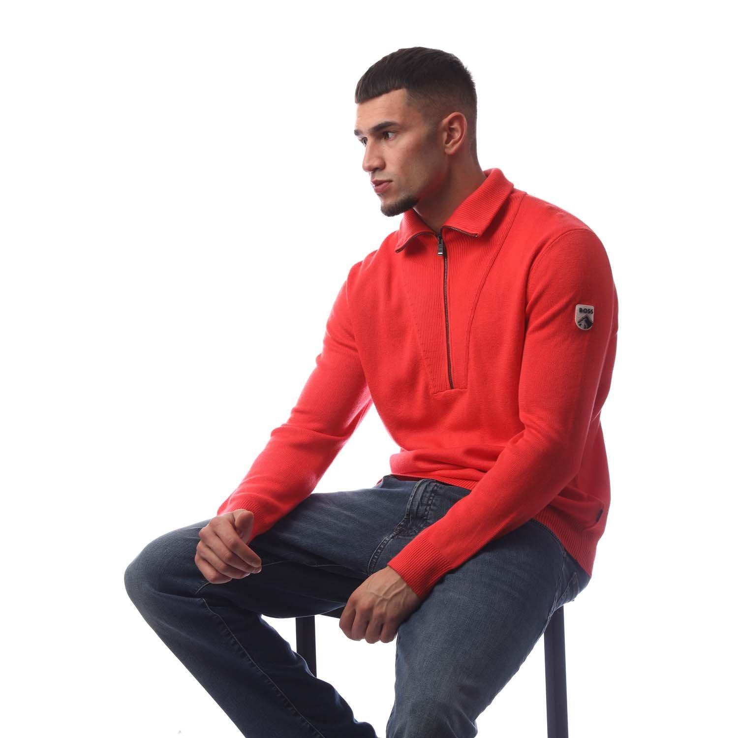 Red - Boss - Men's Lantonio quarter Zip Fleece - 4