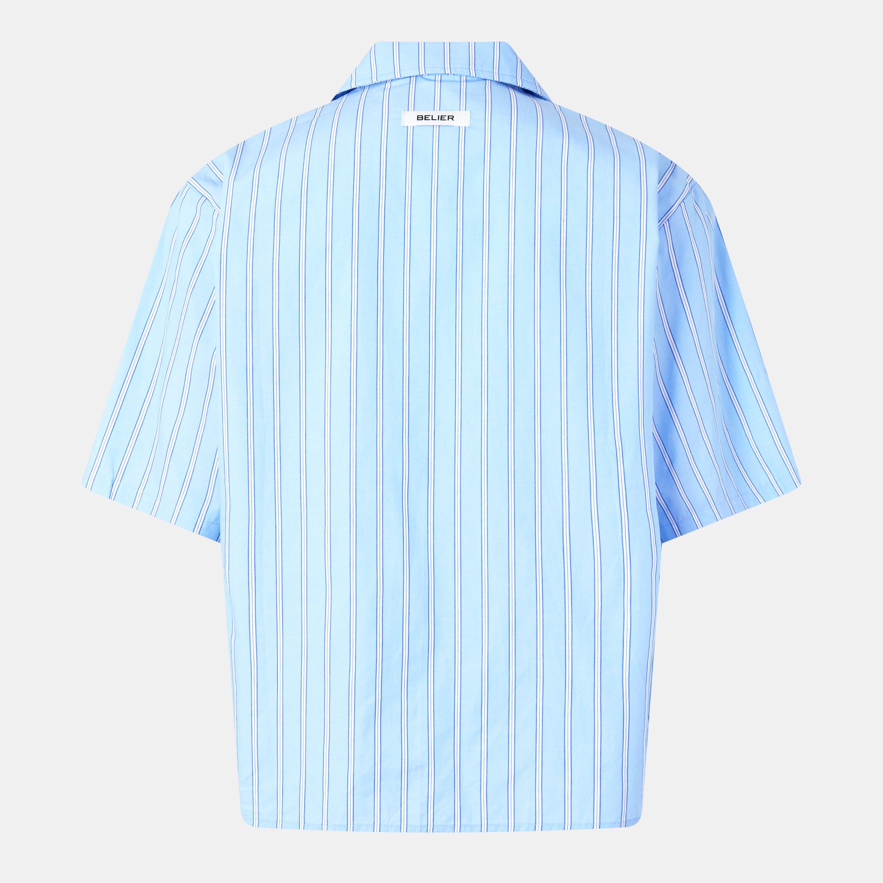 Blue/White - BELIER - Men's Short-Sleeve Shirt - 2