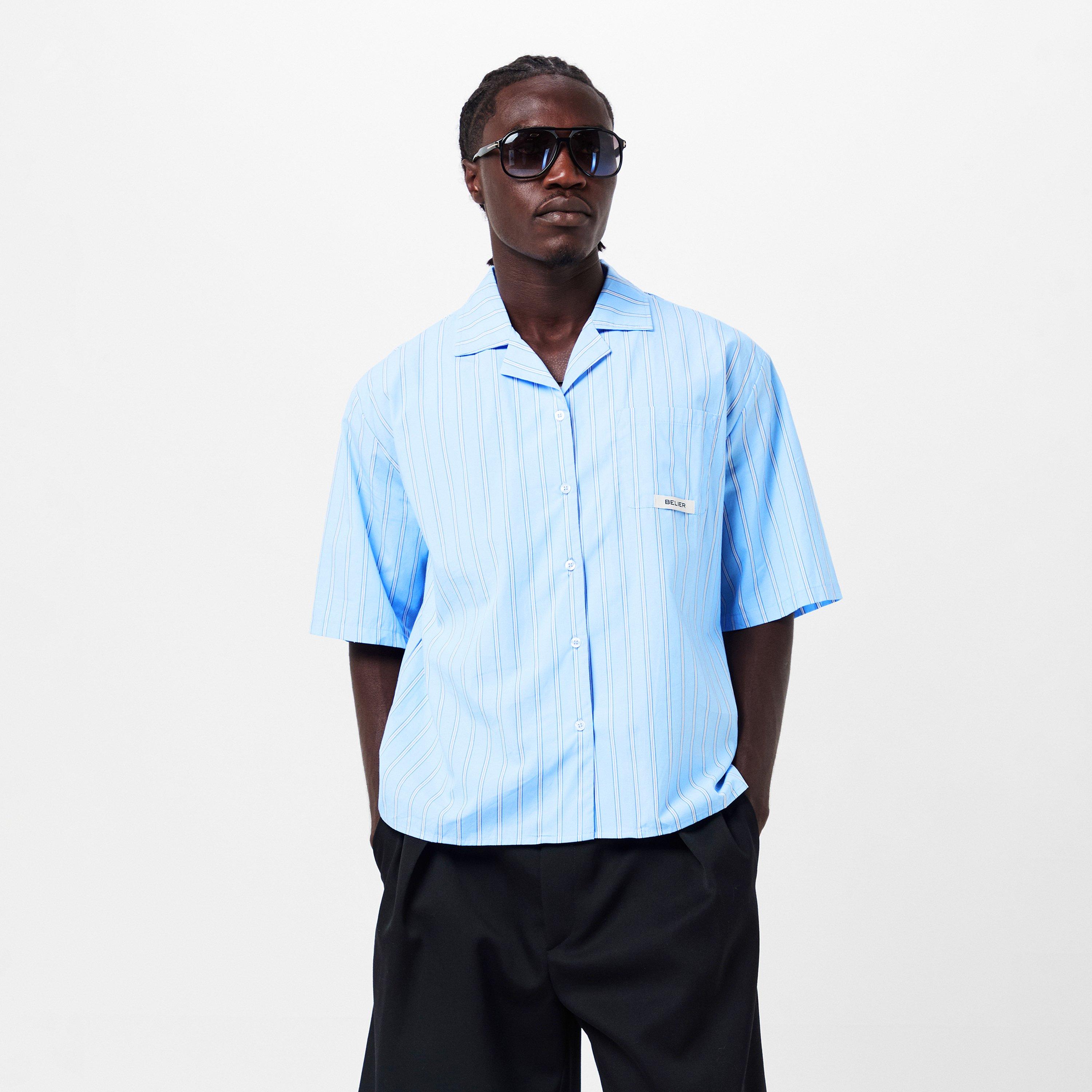 Blue/White - BELIER - Men's Short-Sleeve Shirt - 3