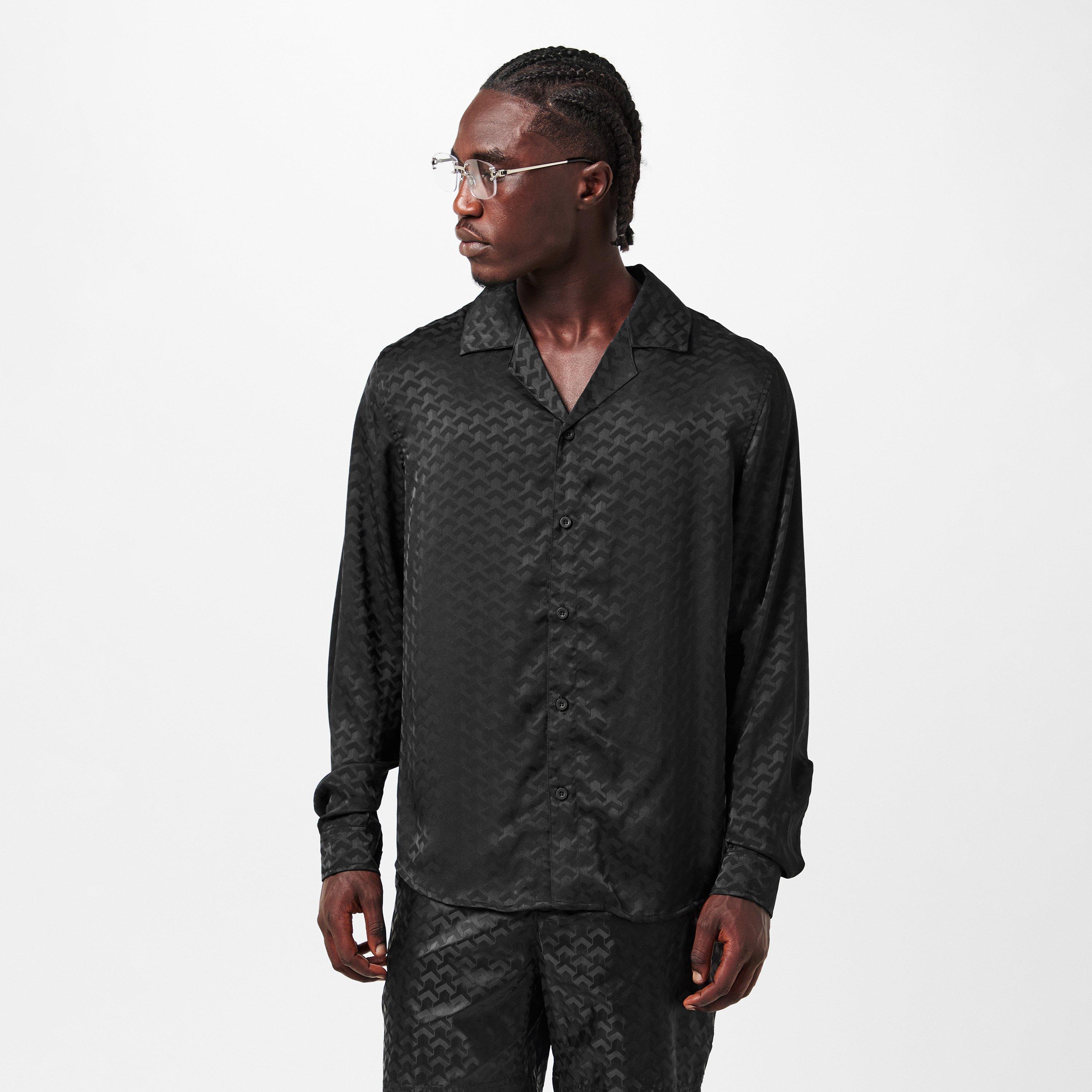 Black - BELIER - Men's Patterned Long-Sleeve Shirt - 3