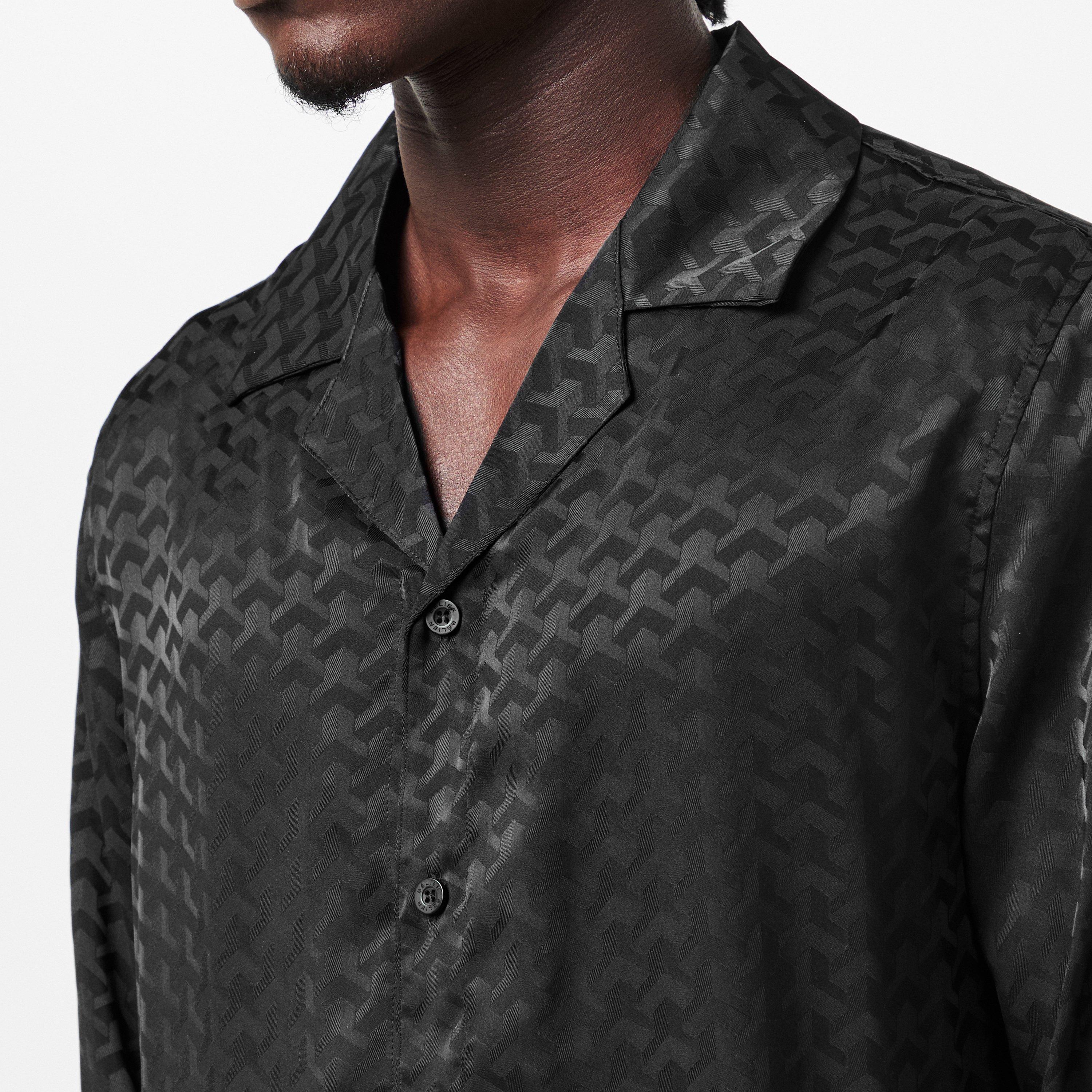 Black - BELIER - Men's Patterned Long-Sleeve Shirt - 5