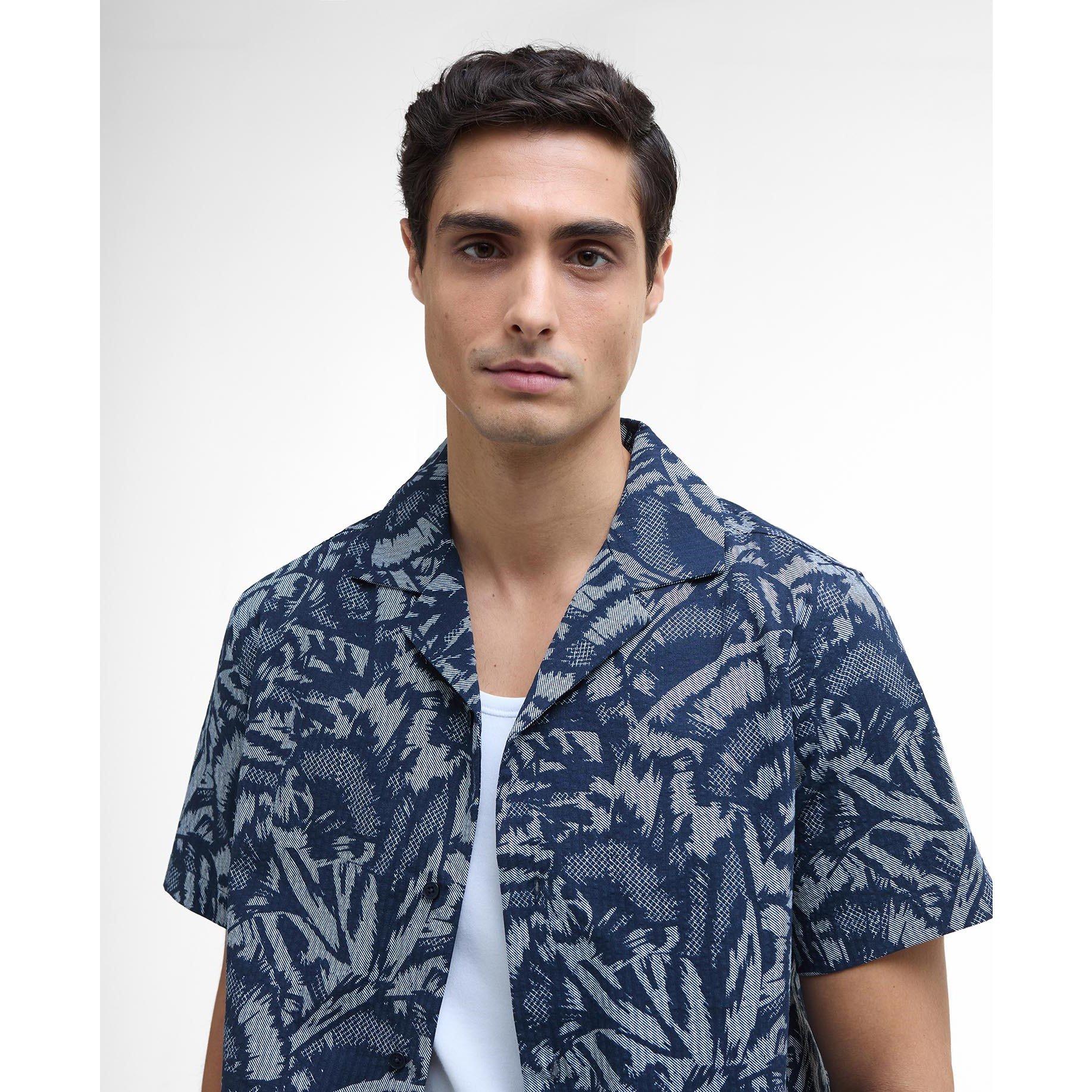 Navy - Barbour International - Men's B.Intense Kew All Over Print Short-Sleeve Patterned Shirt - 5