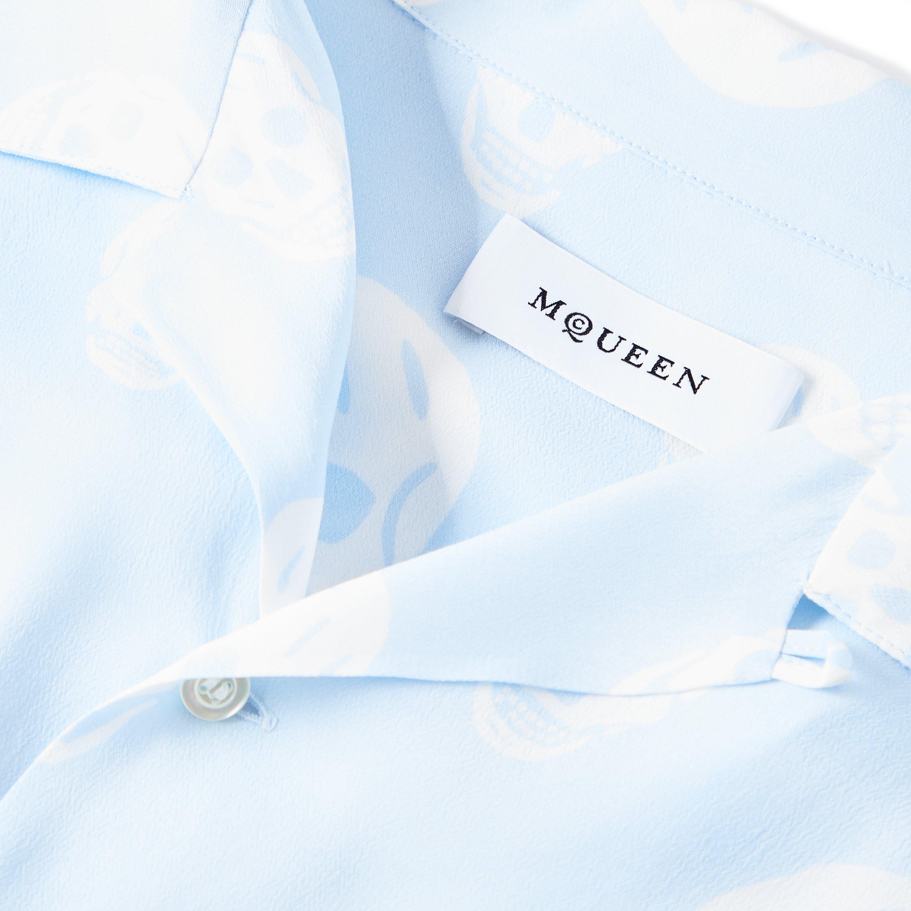 Ice Blue - Alexander McQueen - Men's Alex Skull Short Sleeve Patterned Shirt - 5