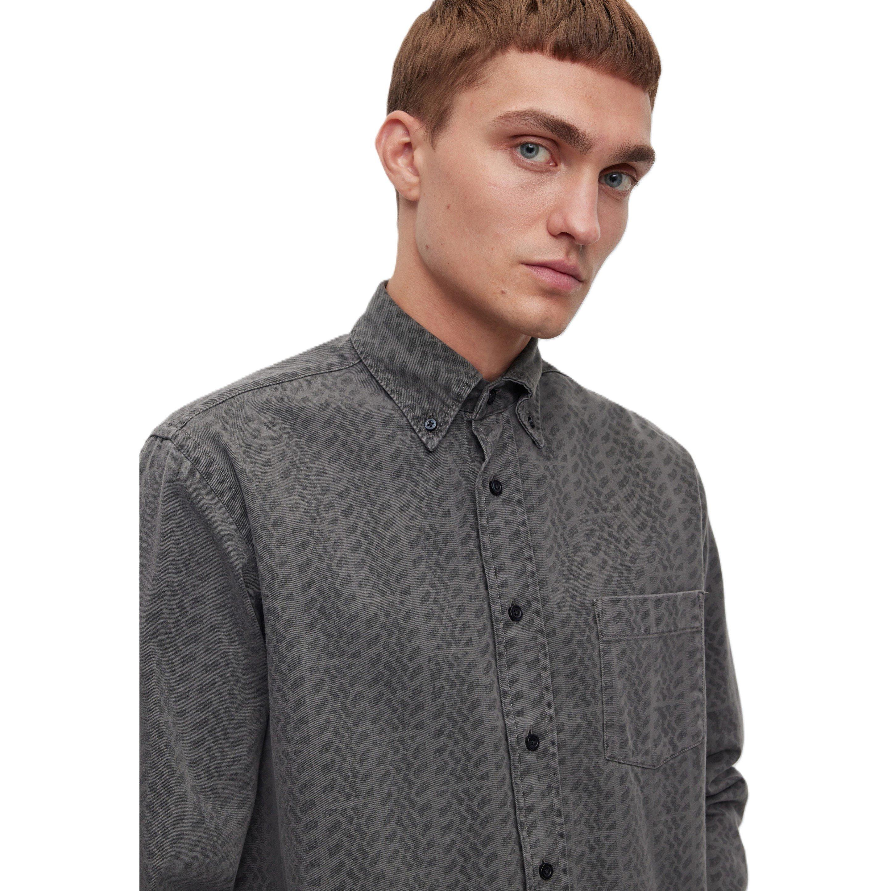 Dark Grey - Boss - Men's Lambey Patterned Long-Sleeve Shirt - 3