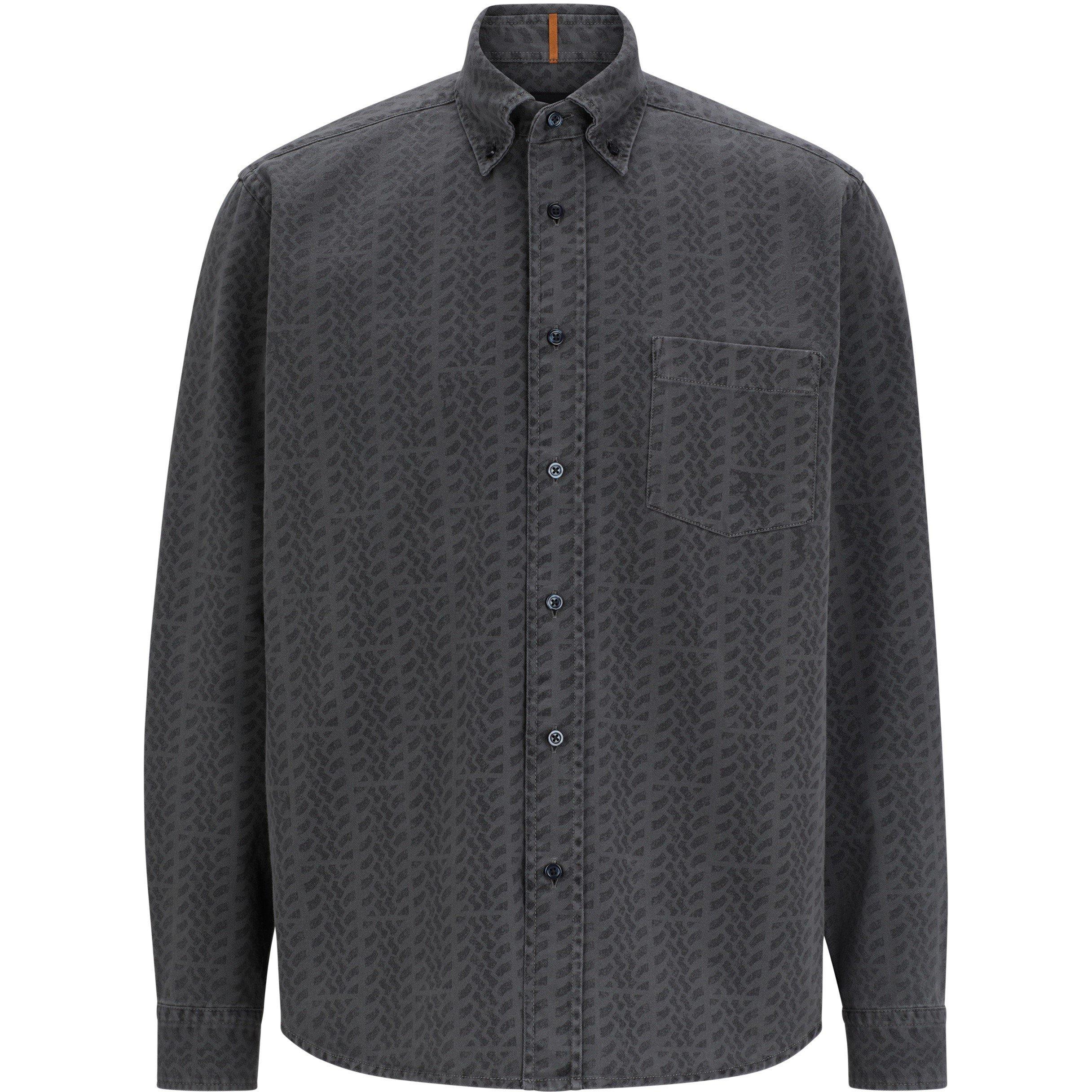 Dark Grey - Boss - Men's Lambey Patterned Long-Sleeve Shirt - 4