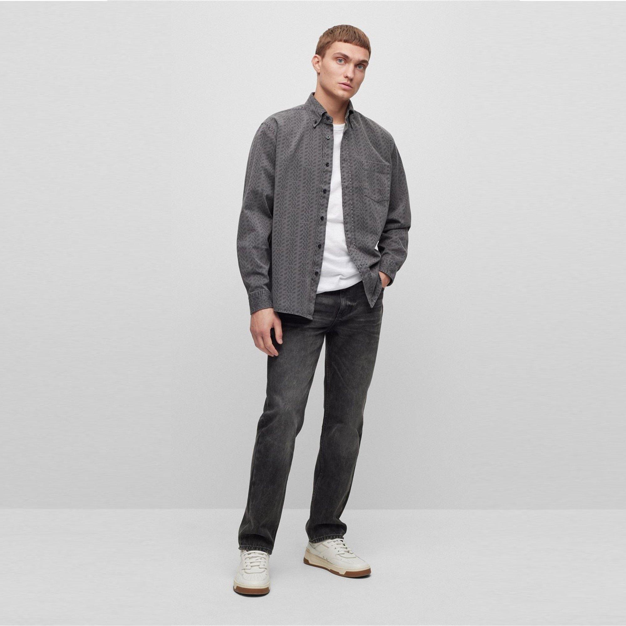 Dark Grey - Boss - Men's Lambey Patterned Long-Sleeve Shirt - 6