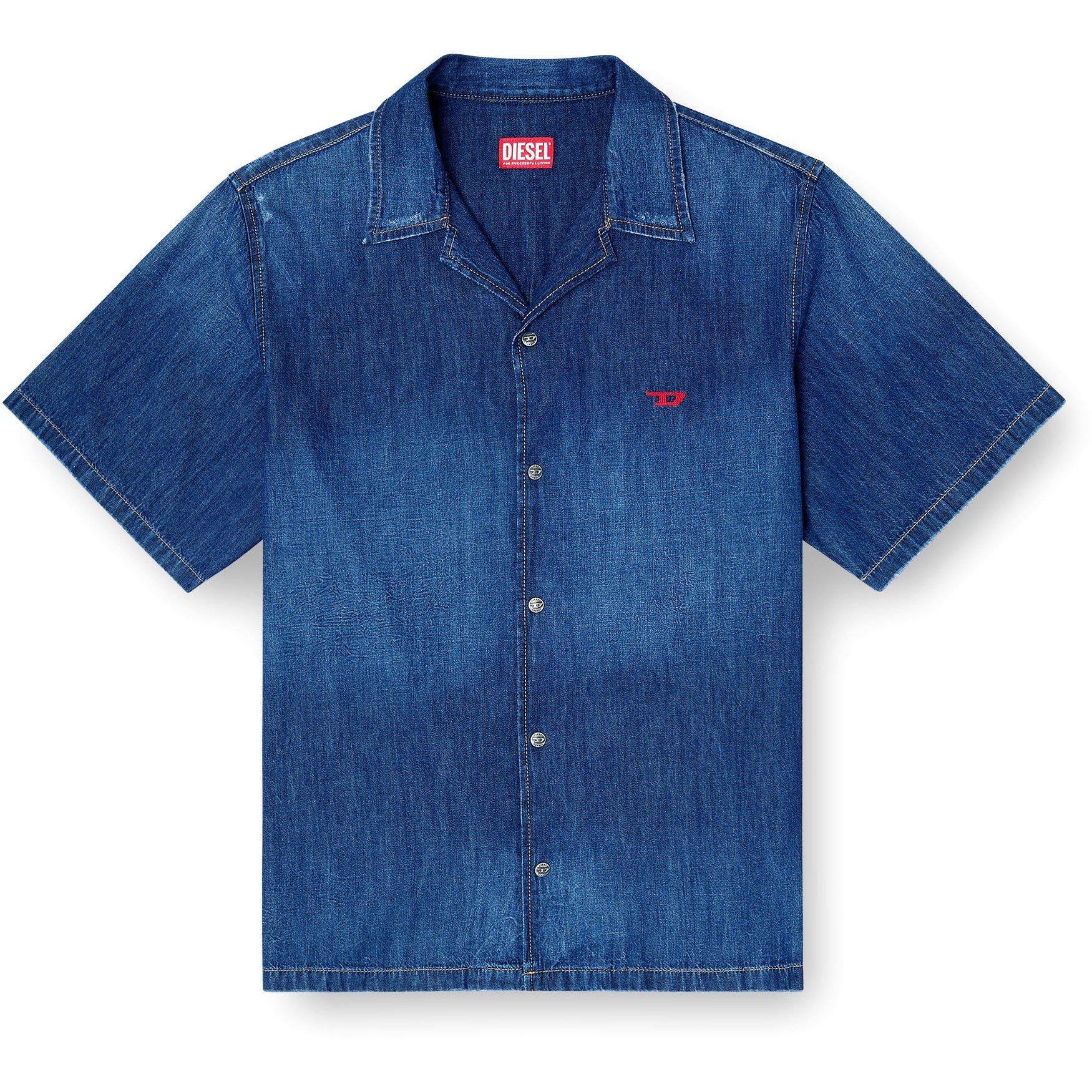 Dark Blue - Diesel - Men's Short Sleeve Plain Shirt - 1