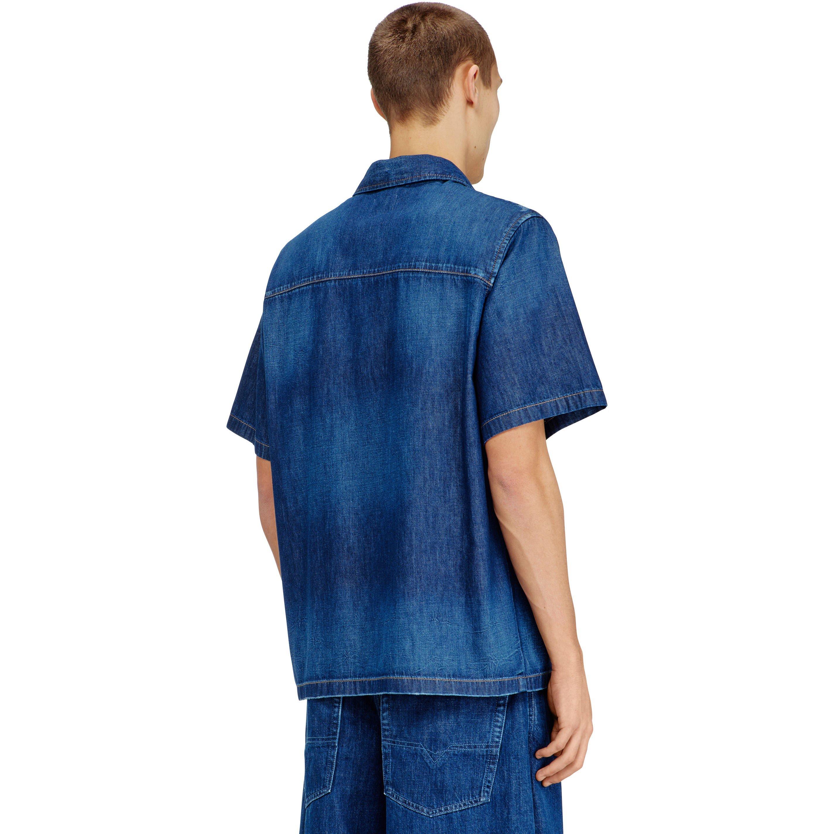Light Blue - Diesel - Men's Short Sleeve Plain Shirt - 2