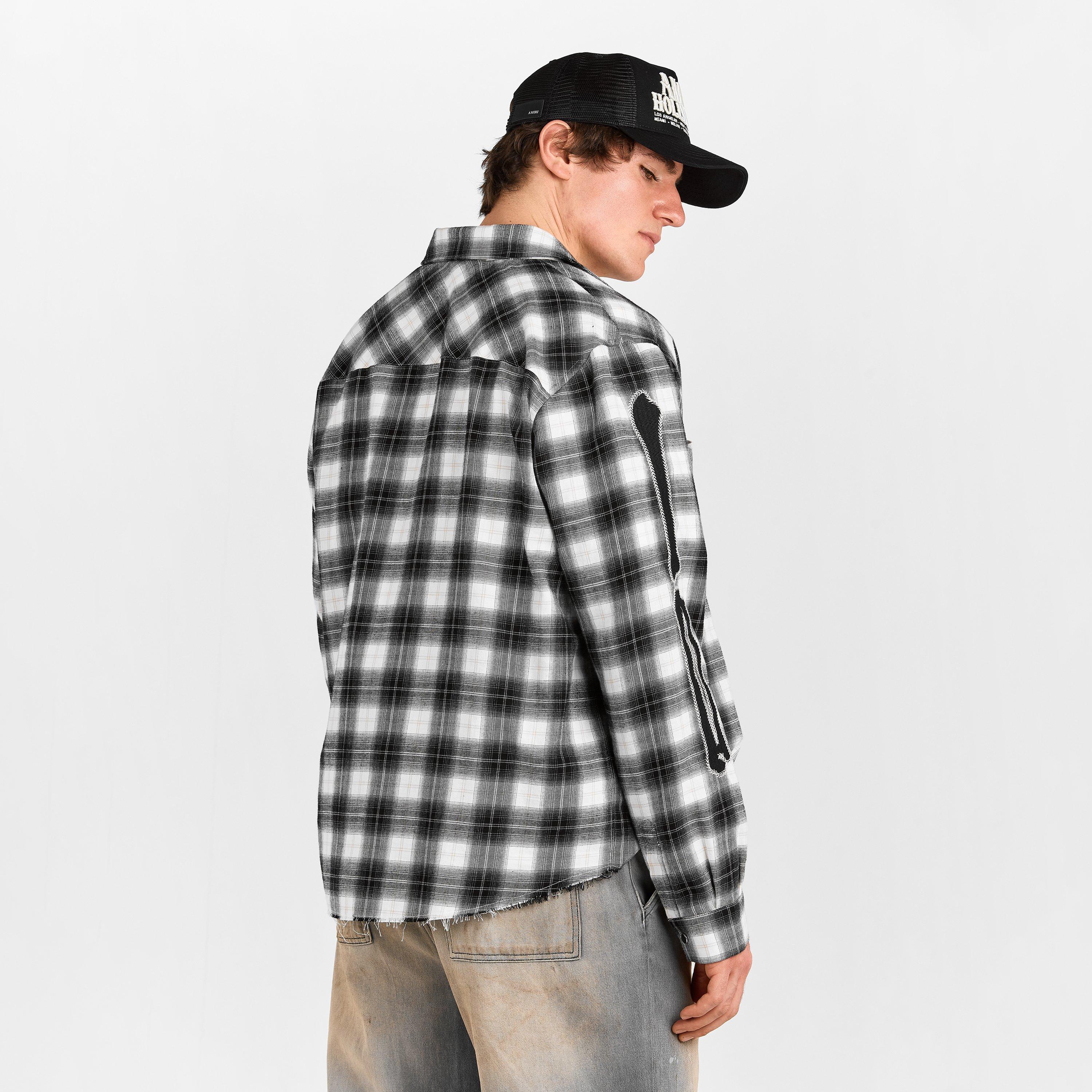 Black - Amiri - Men's Bones Long Sleeve Flannel Shirt - 4