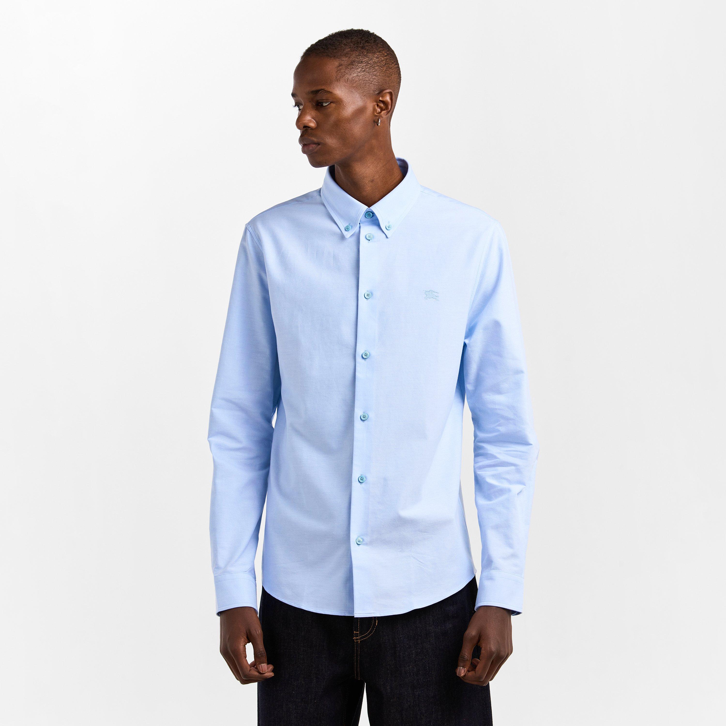 Blue - Burberry - Men's Burb Standric Long Sleeve Plain Shirt - 3