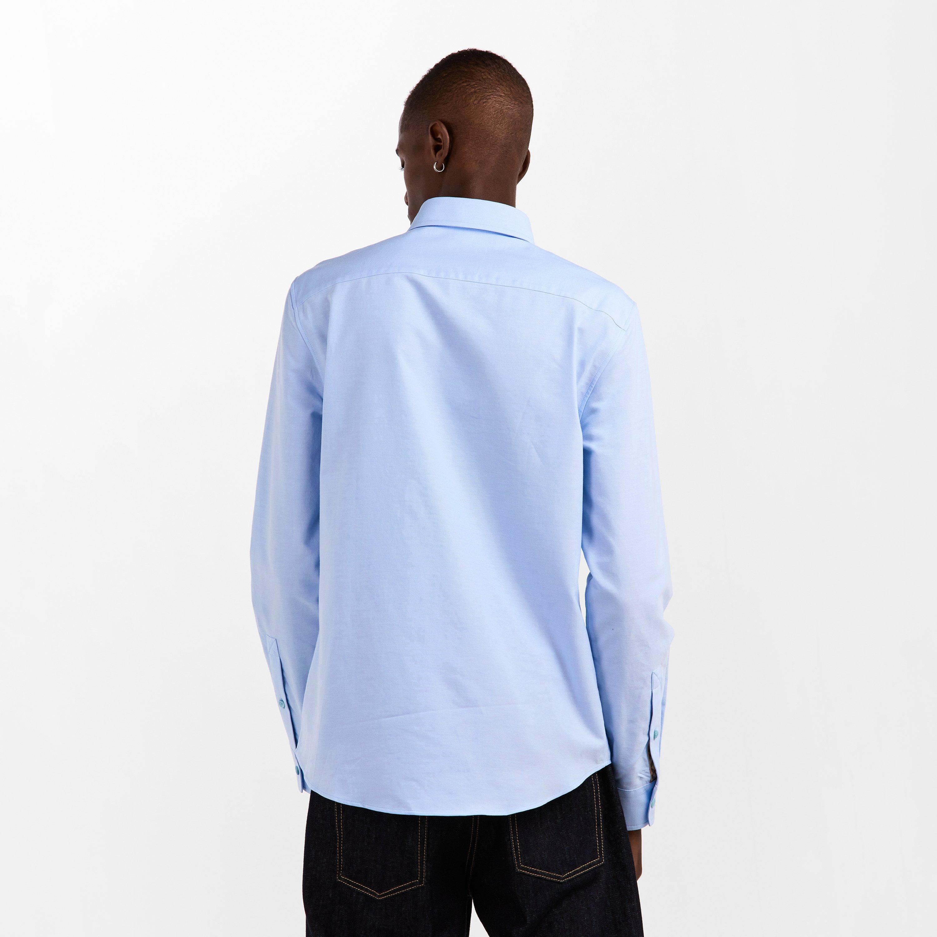 Blue - Burberry - Men's Burb Standric Long Sleeve Plain Shirt - 4