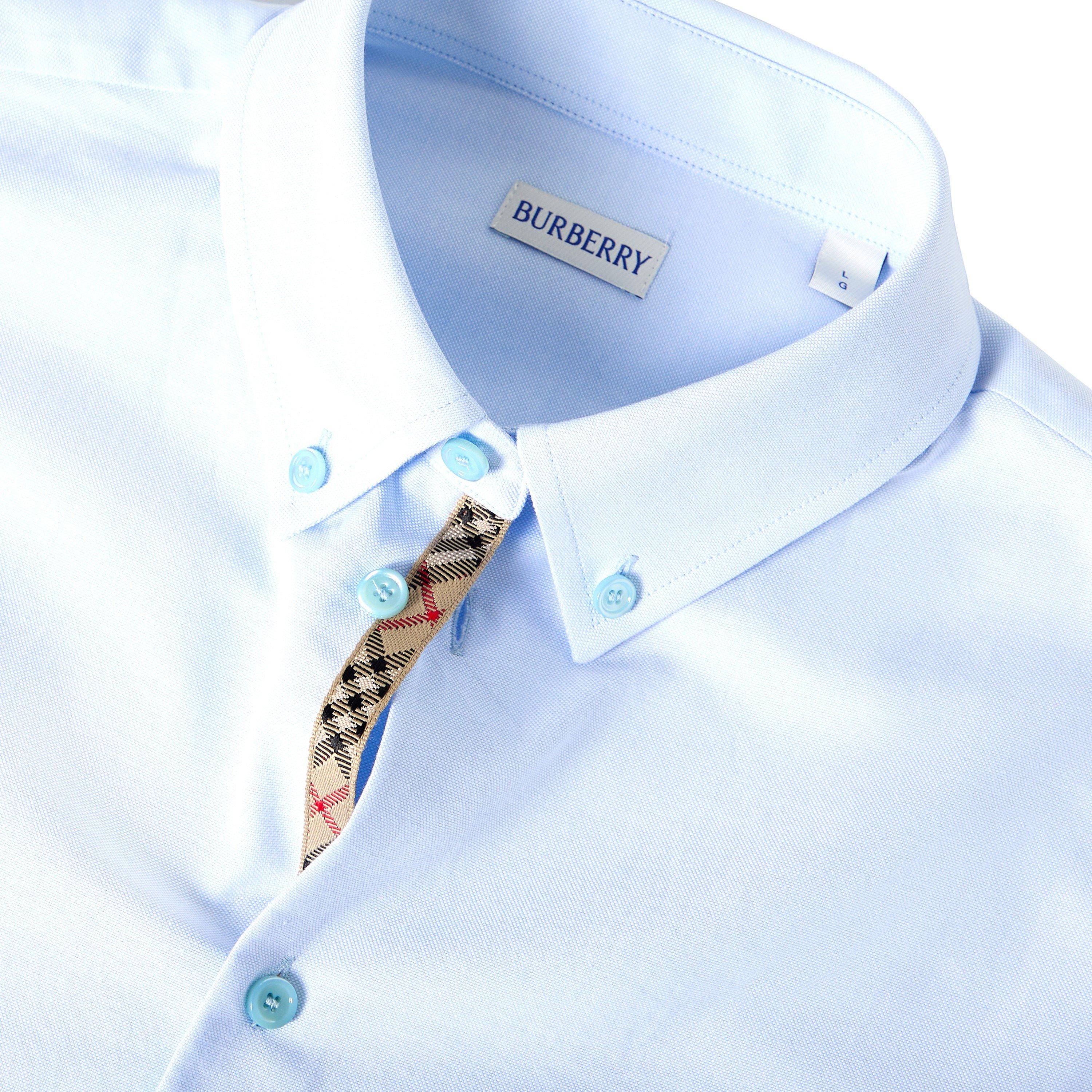 Blue - Burberry - Men's Burb Standric Long Sleeve Plain Shirt - 5