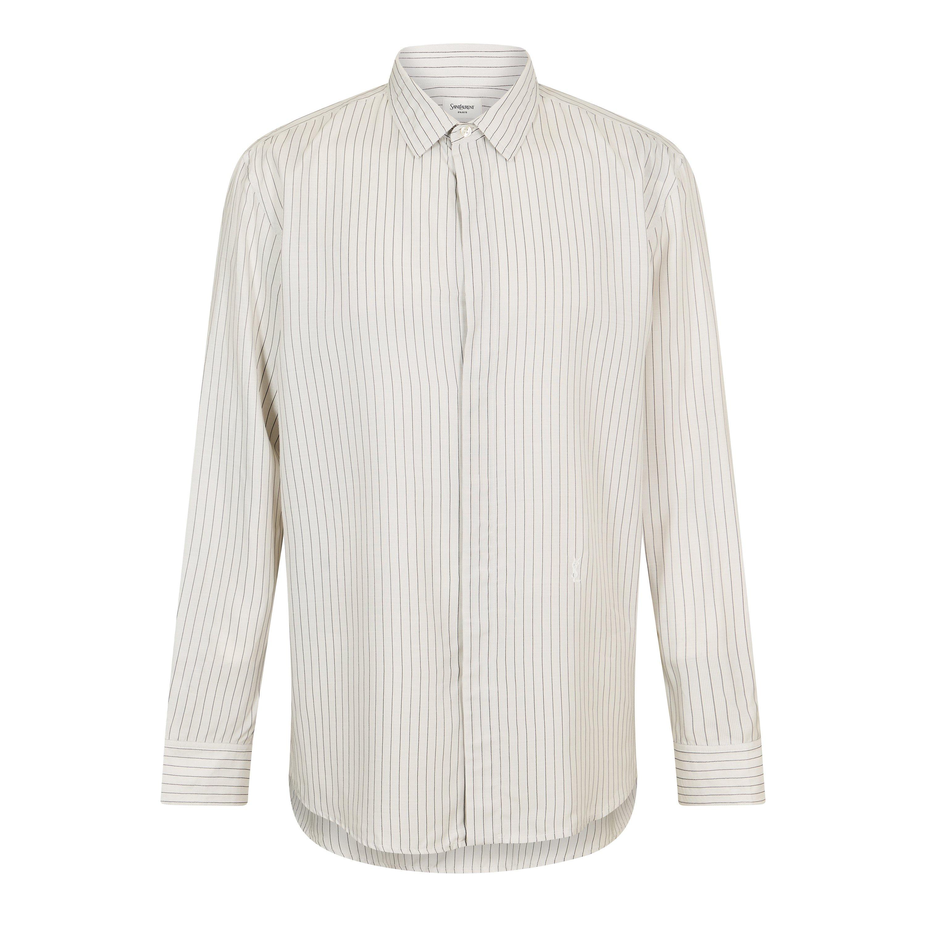 Saint Laurent Men's Cass Long Sleeve Patterned Shirt - White - Size 2XL