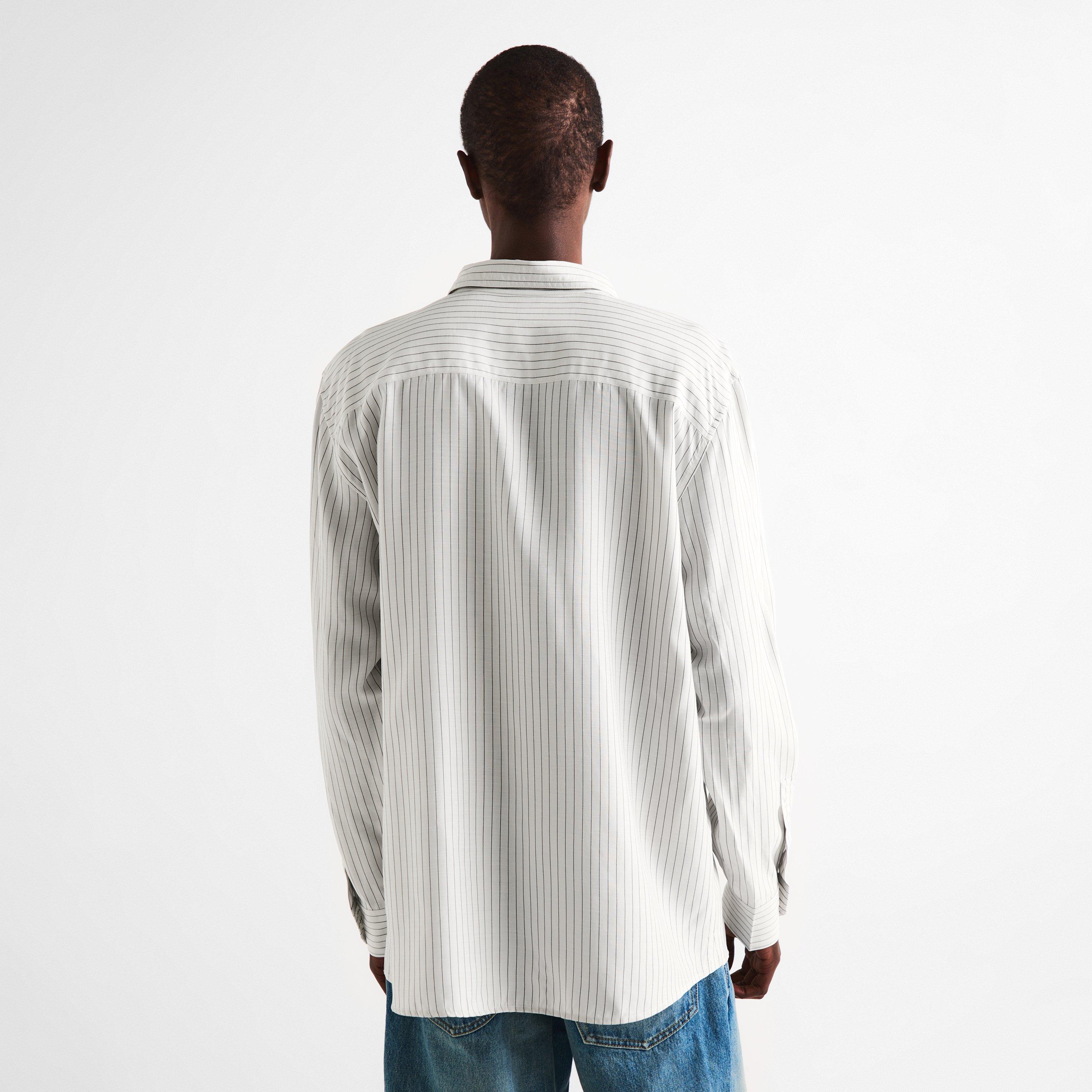 White - Saint Laurent - Men's Cass Long Sleeve Patterned Shirt - 4