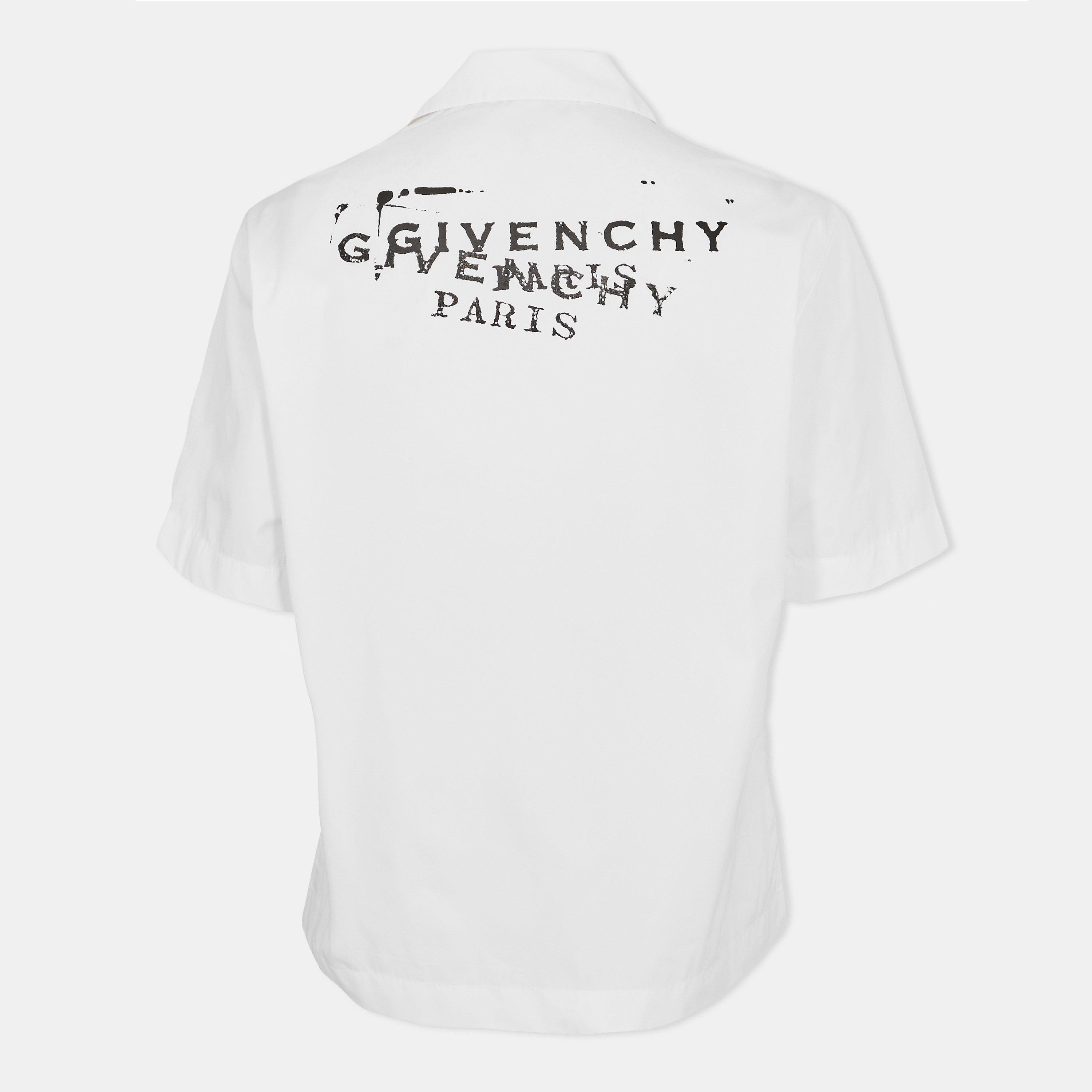 White - GIVENCHY - Men's GIV Stamp Short Sleeve Patterned Shirt - 2