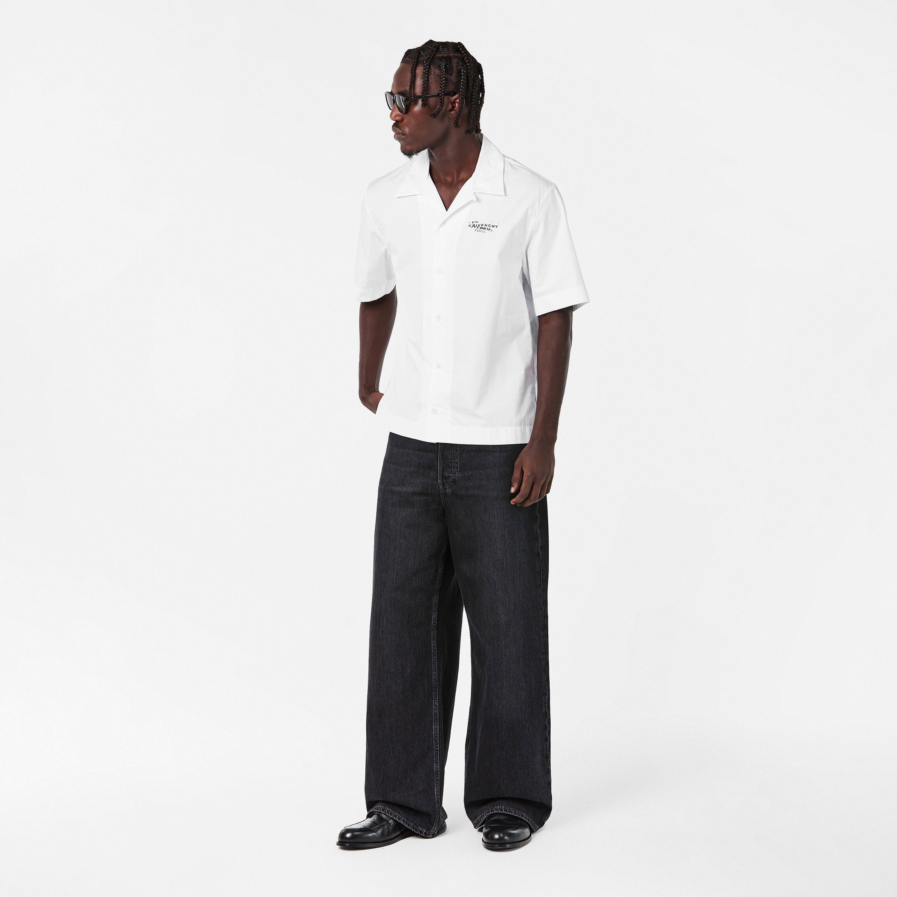 White - GIVENCHY - Men's GIV Stamp Short Sleeve Patterned Shirt - 6