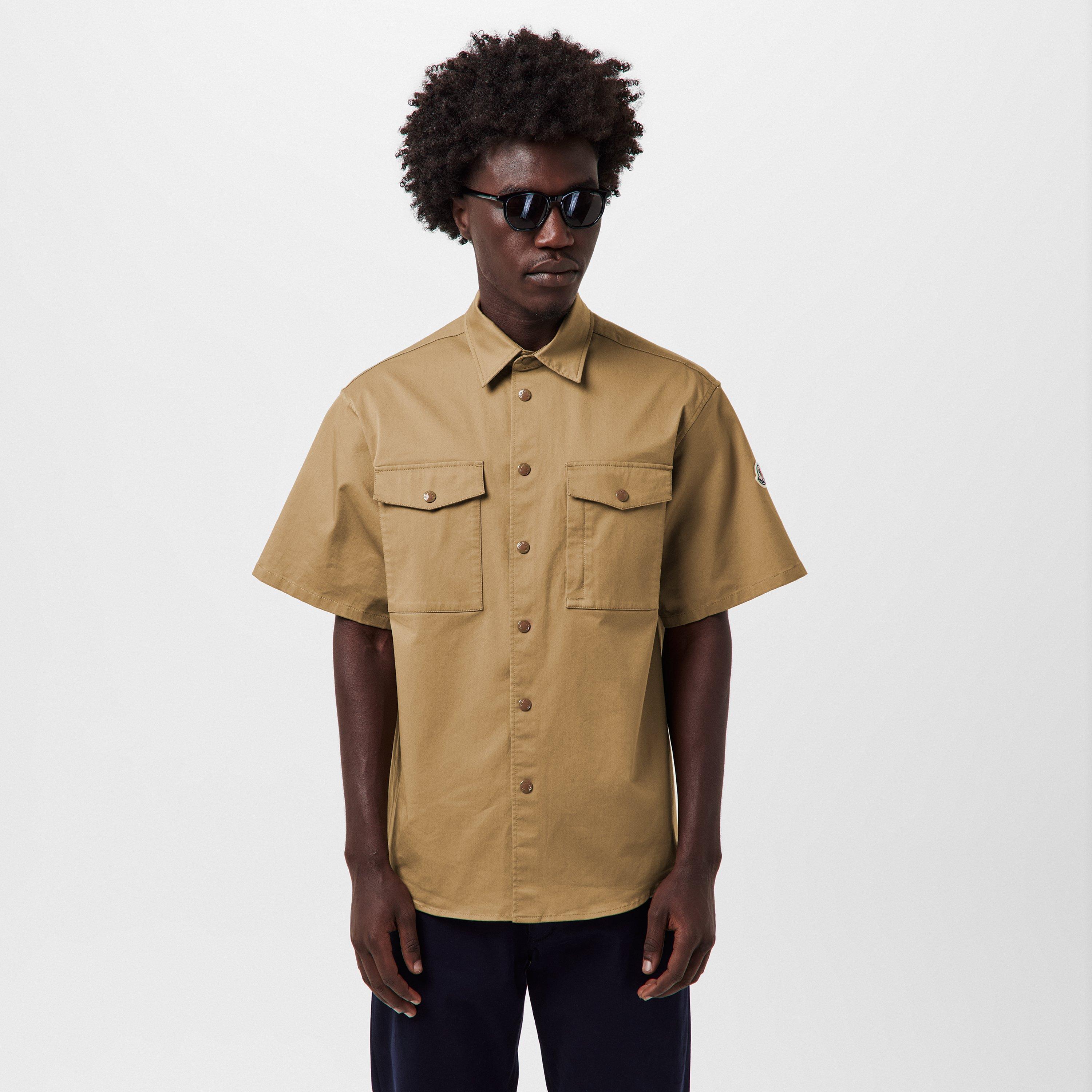 Cognac 248 - Moncler - Men's Plain Short-Sleeve Shirt - 3