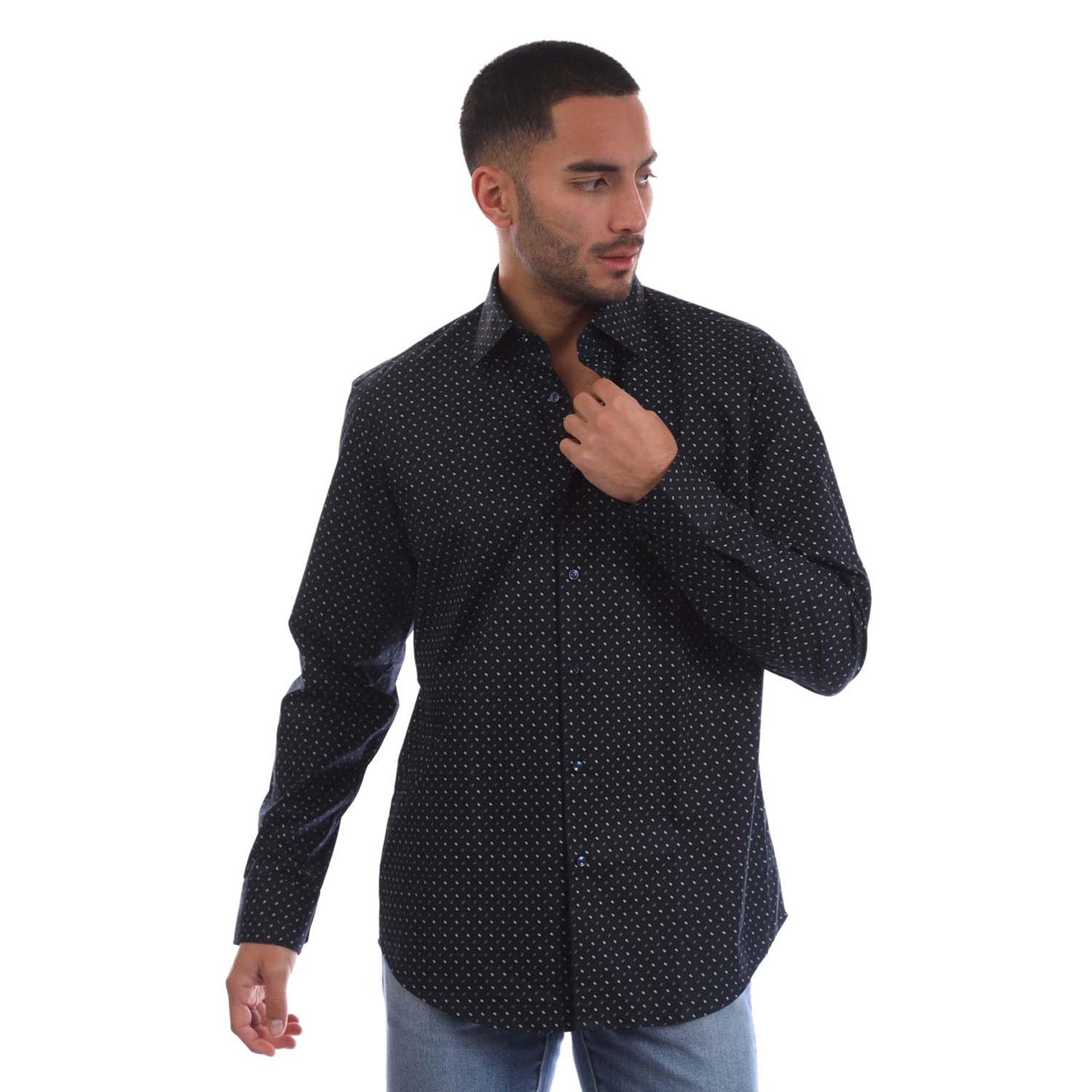 Boss Men's H Joe Kent Oxford Long Sleeve Shirt - Dark Blue - Size 17 inch