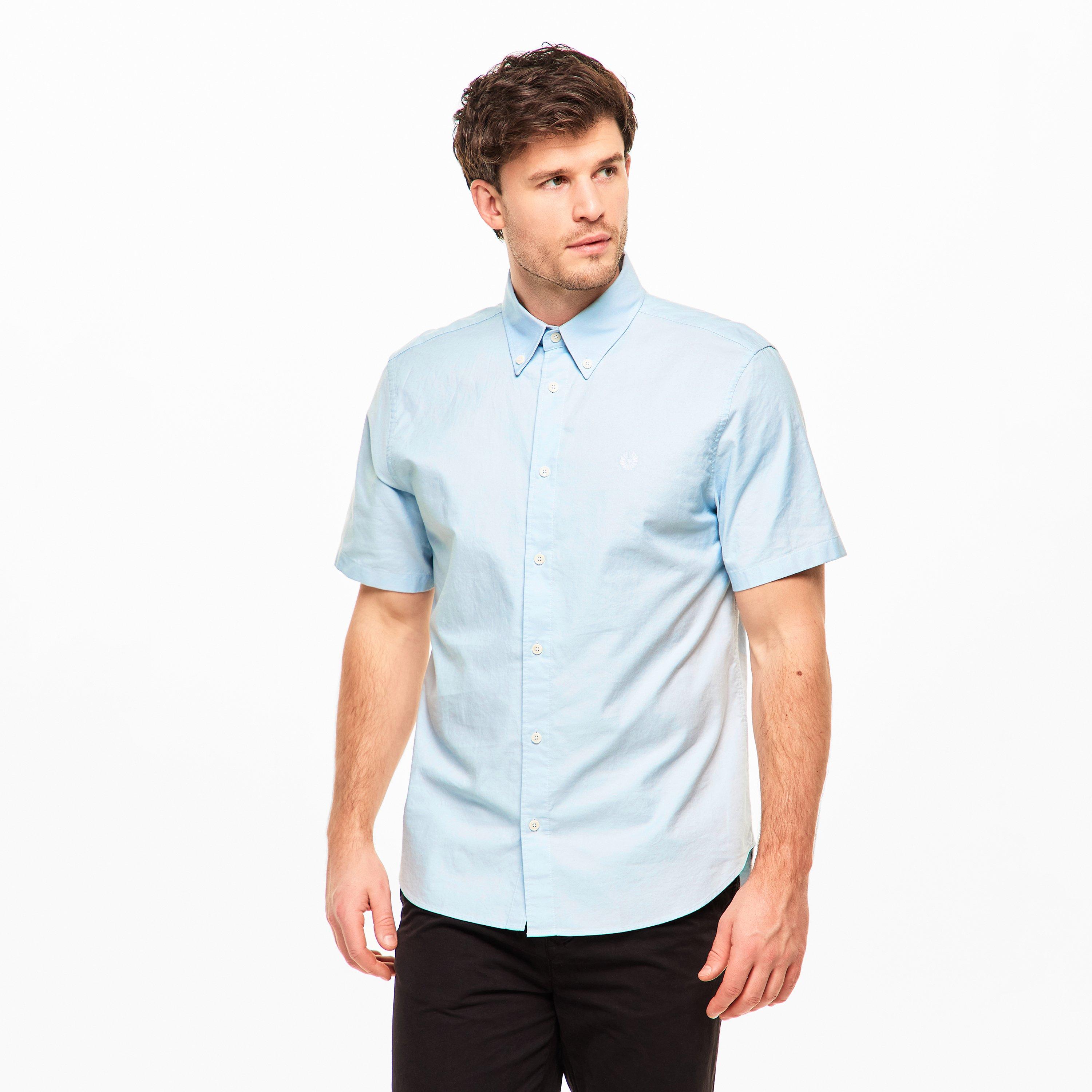 Sky Blue - Belstaff - Men's Short Sleeve Plain Shirt - 3