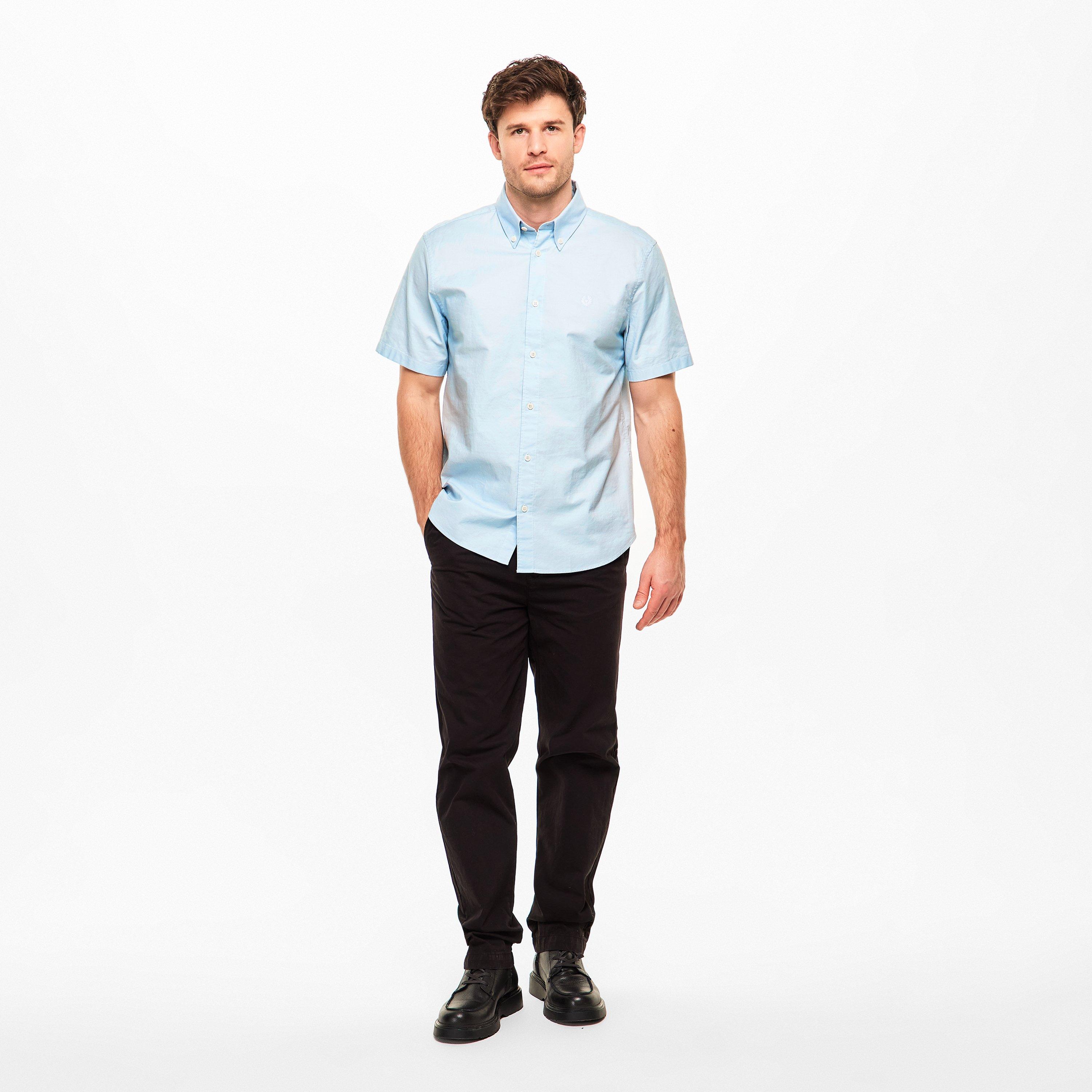 Sky Blue - Belstaff - Men's Short Sleeve Plain Shirt - 6