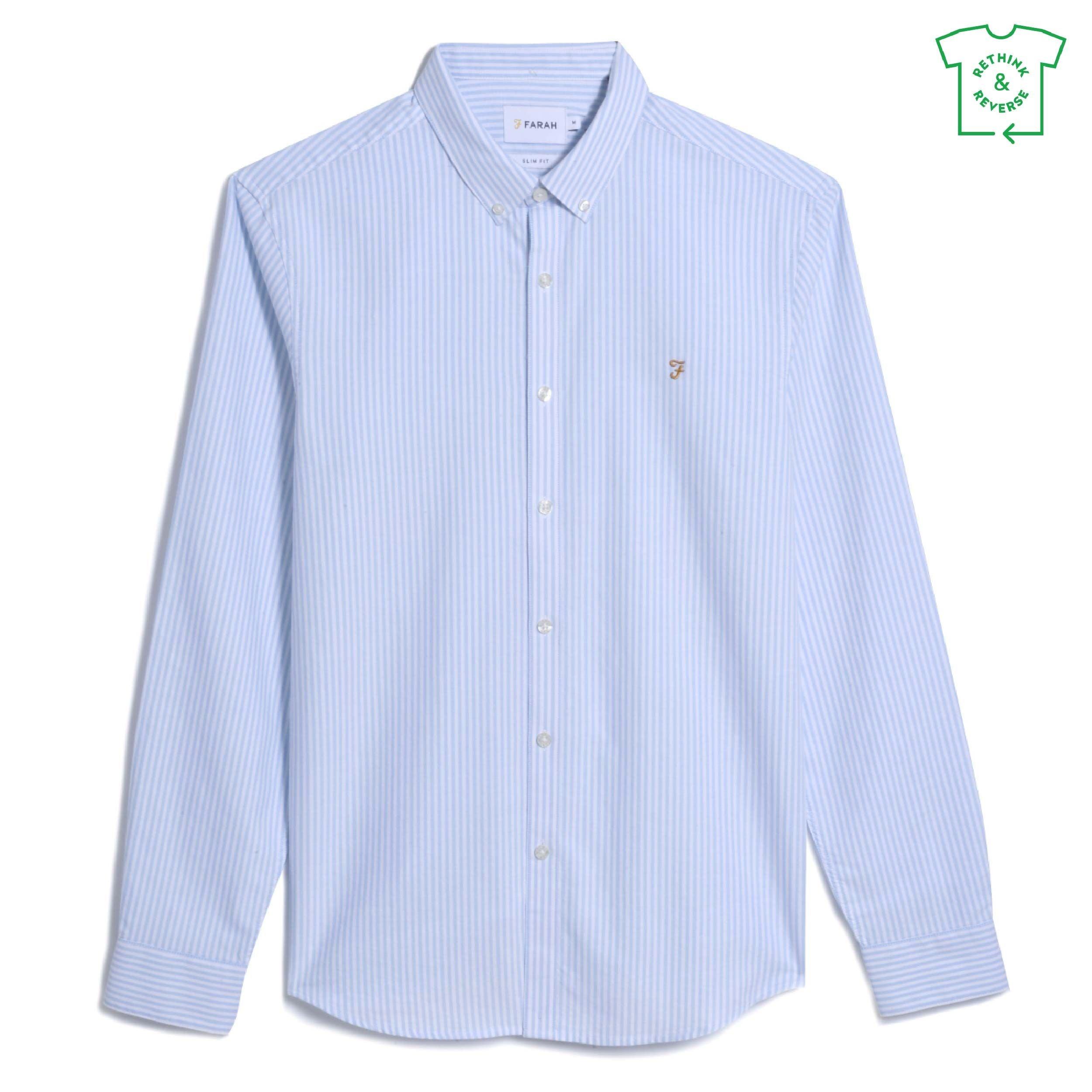 Sky Blue 468 - Farah - Men's Long Sleeve Patterned Shirt - 1