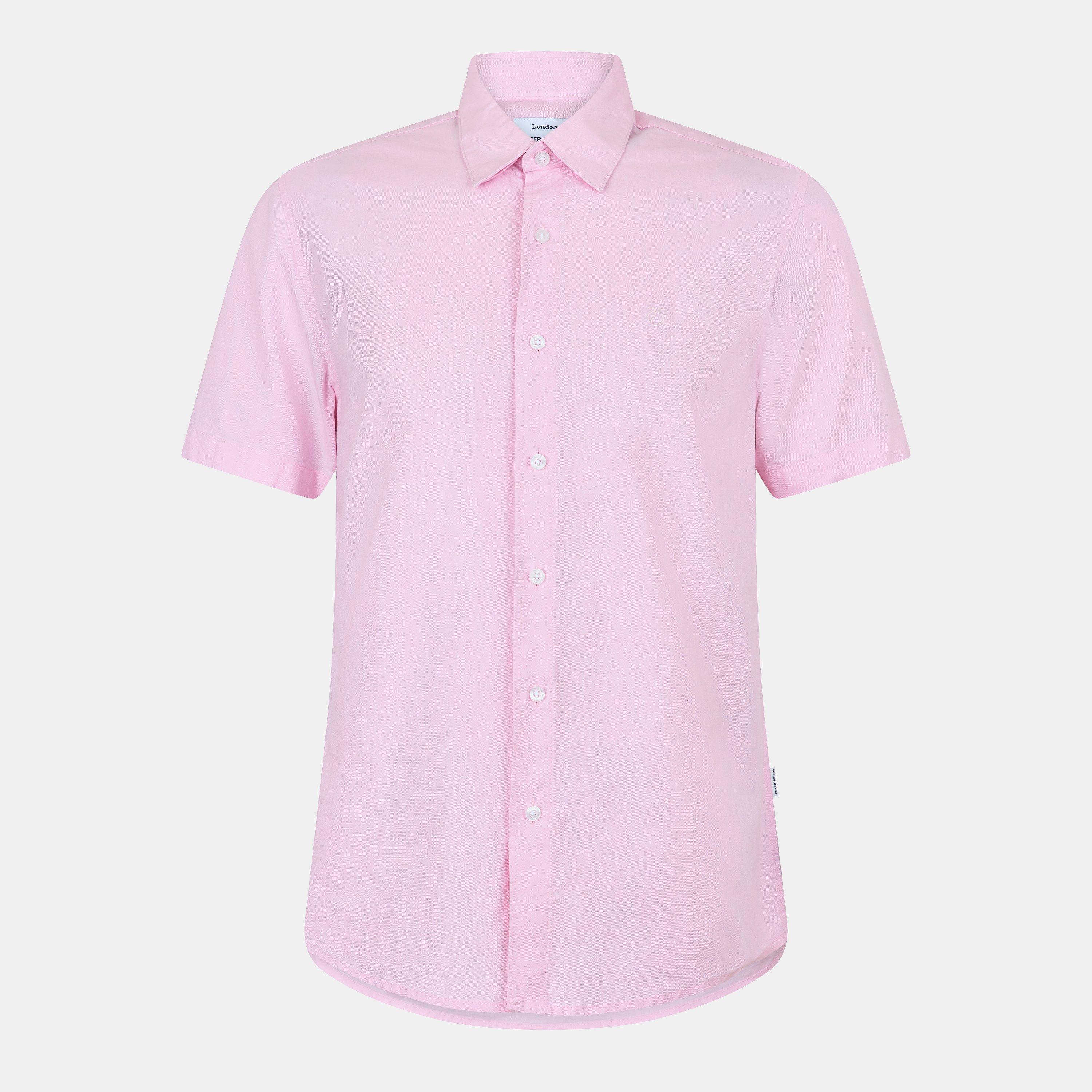 Peter Werth Men's Church Short Sleeve Plain Shirt - Pink - Large