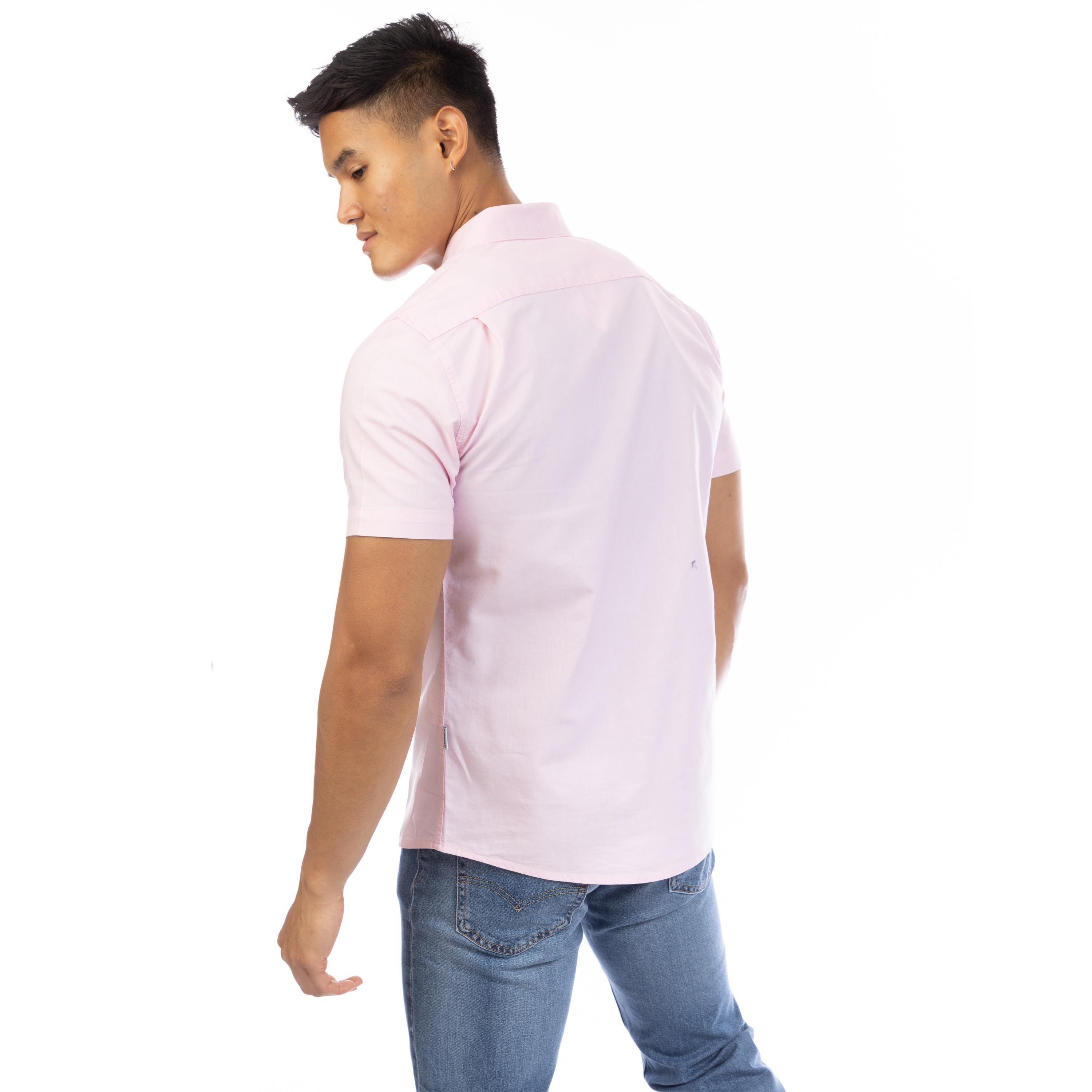 Pink - Peter Werth - Men's Church Short Sleeve Plain Shirt - 3
