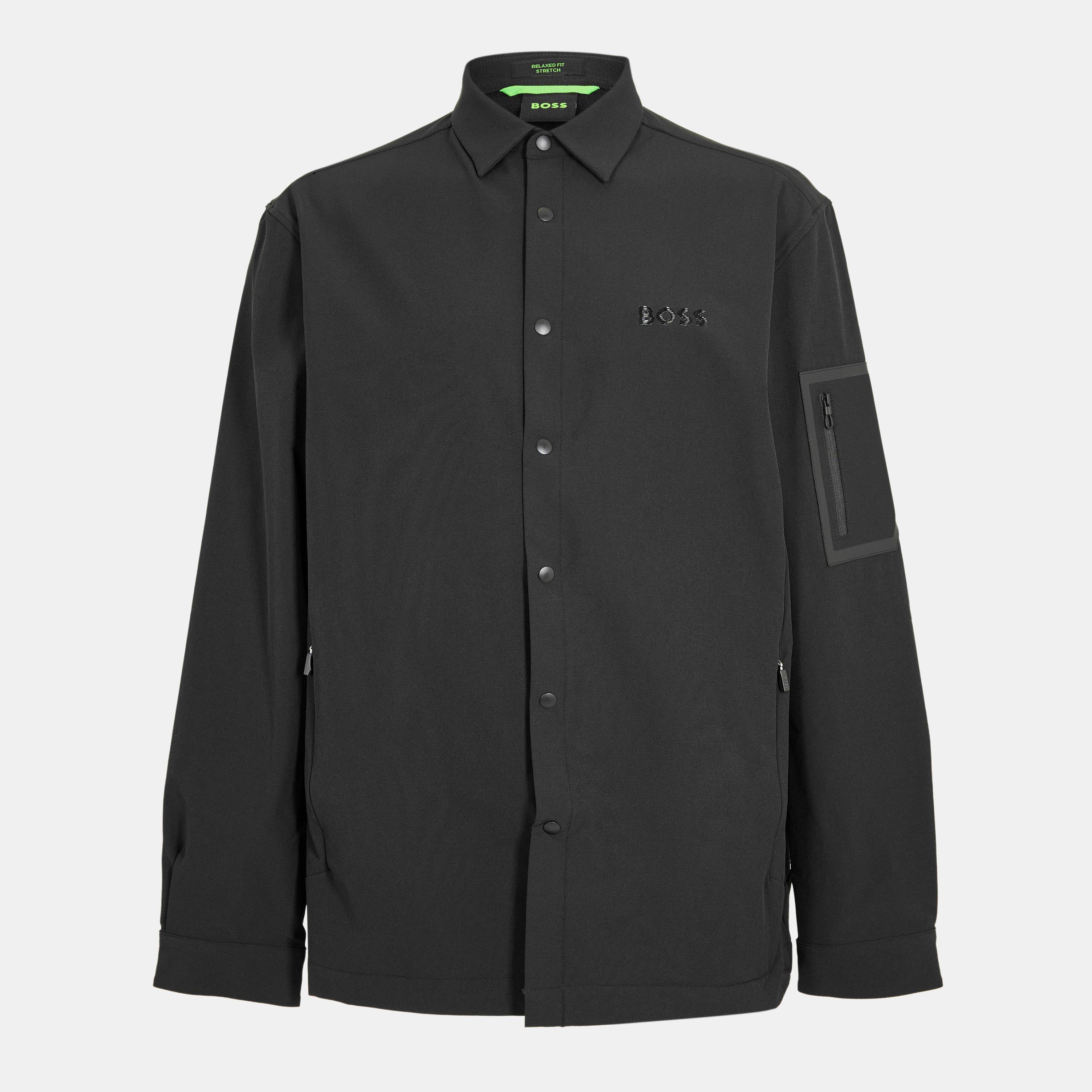 Boss Men's Lite Plain Water Repellent 4-Way Stretch Long Sleeve Shirt - Black - S