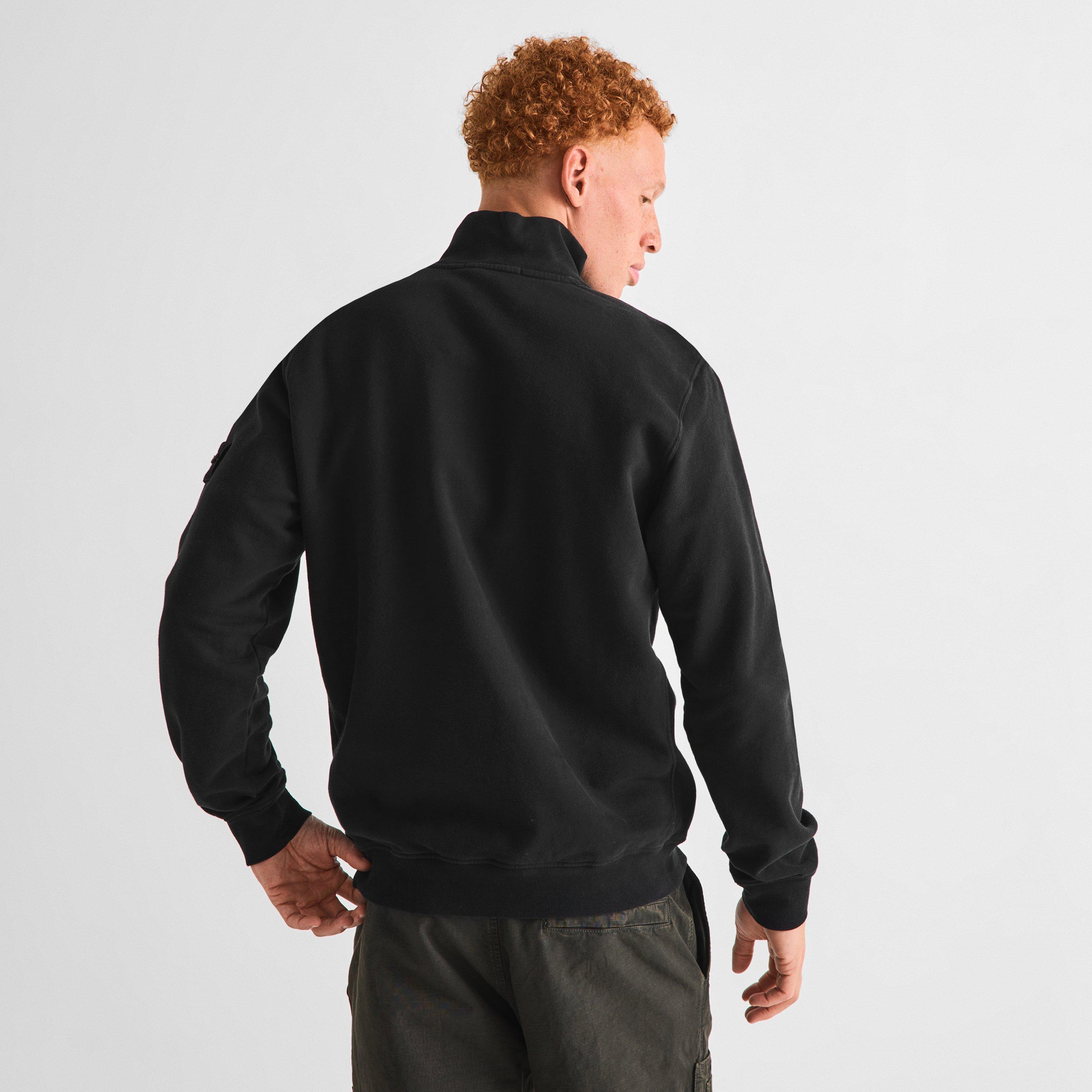 Black V0029 - Stone Island - Men's Brushed Cotton 1/4 Zip Fleece Top - 4