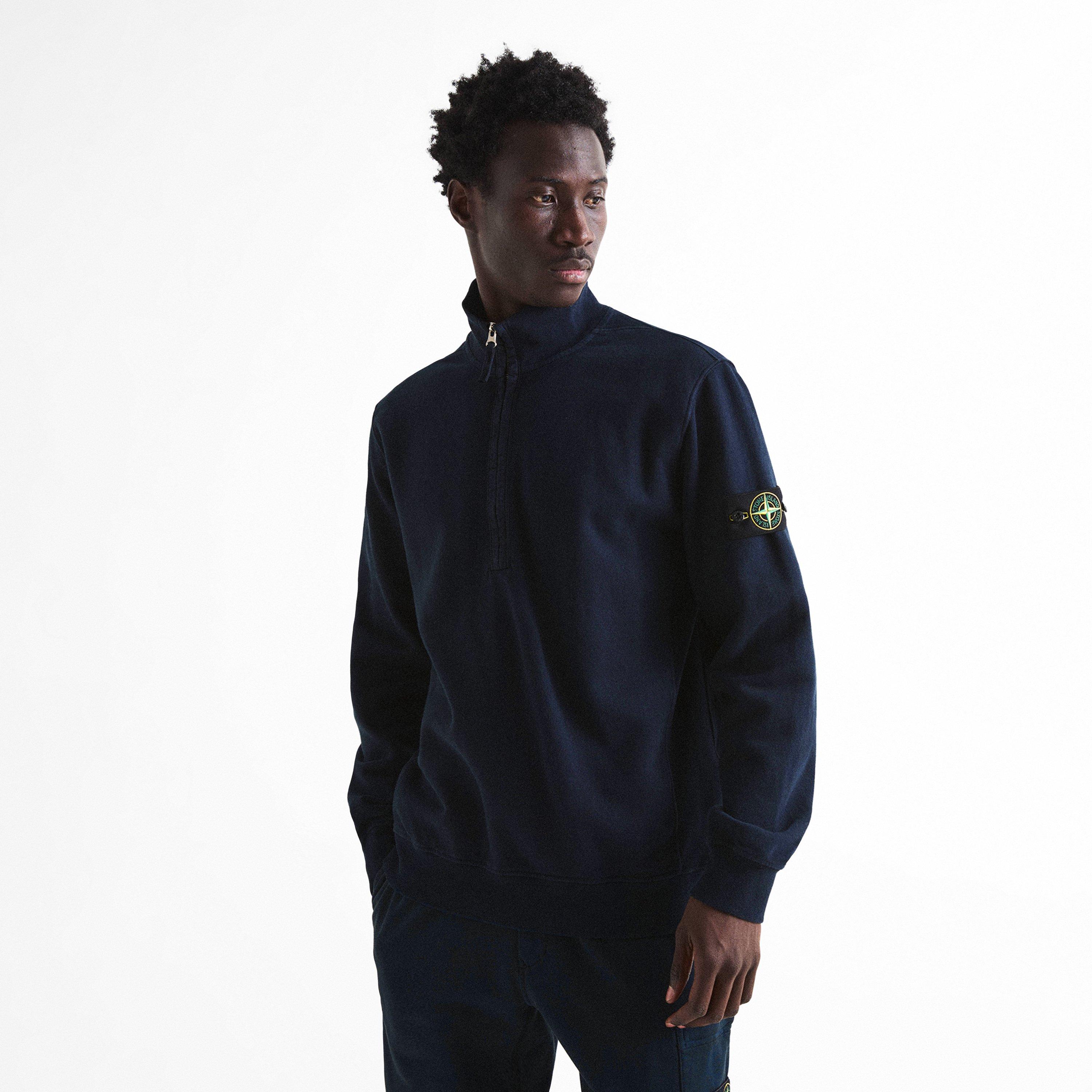 Navy V0020 - Stone Island - Stone 1/4 Zp Brushed Sn64 - 3