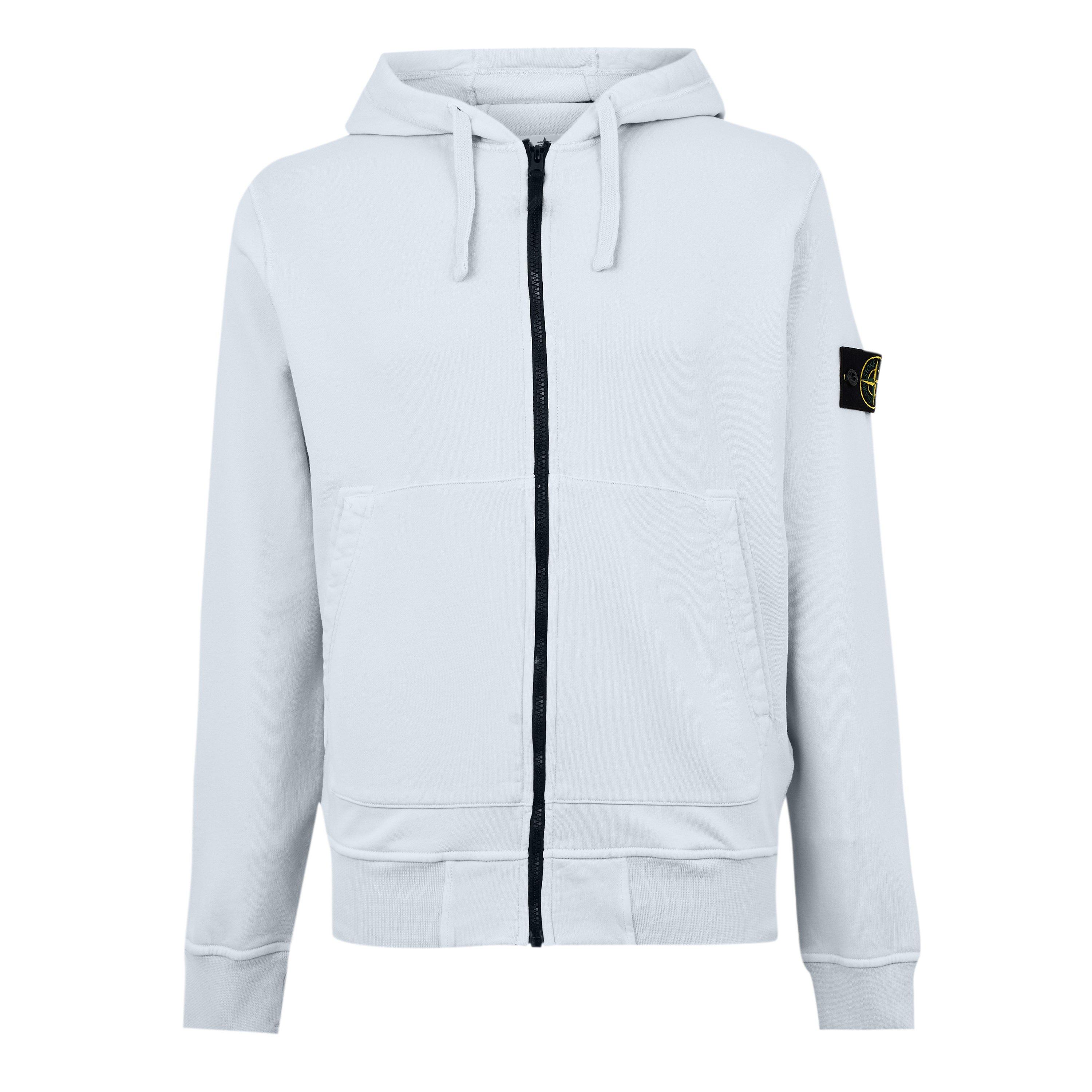 Stone Island Men's Full Zip Hooded Fleece - Sky Blue V0041 - Size 2XL