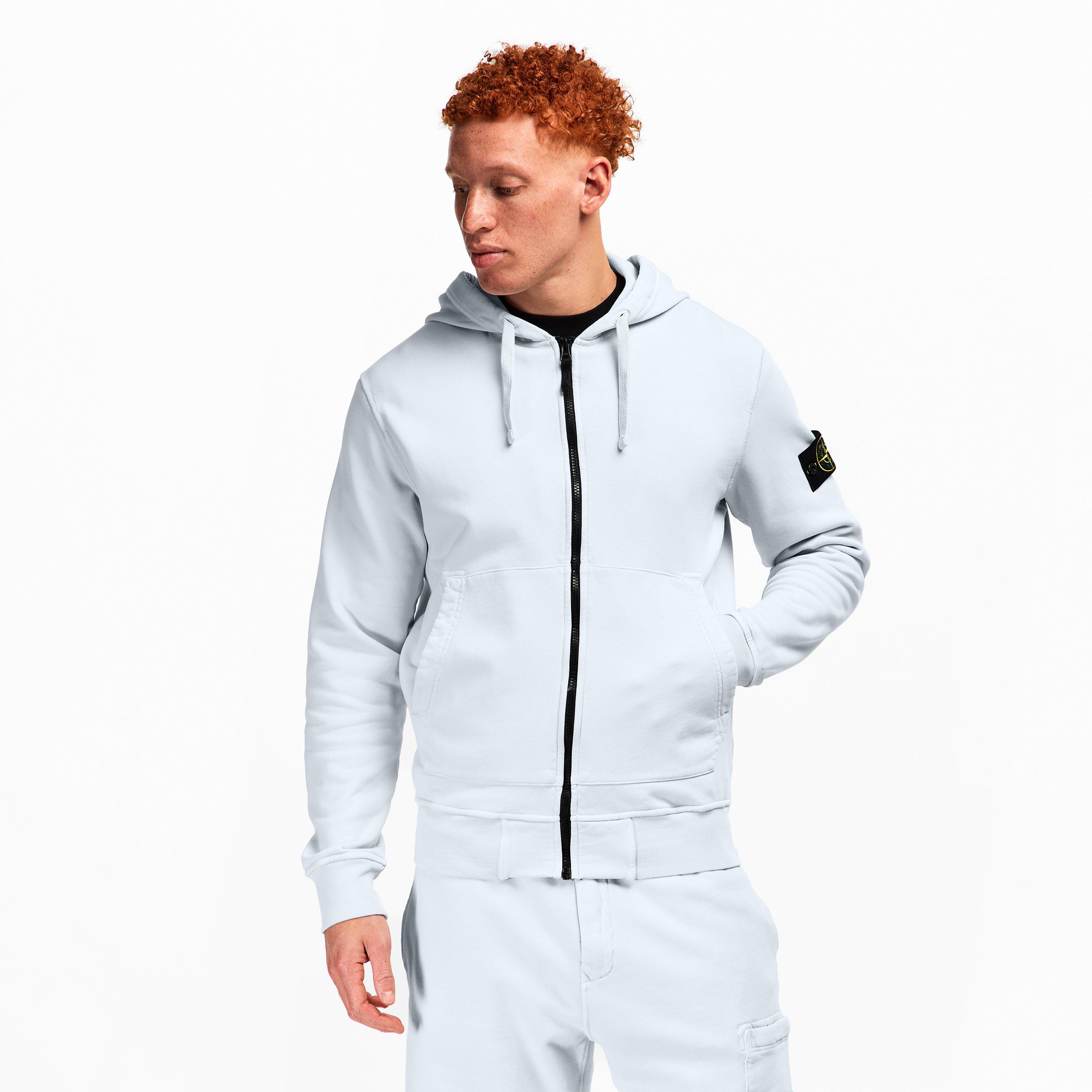 Sky Blue V0041 - Stone Island - Men's Full Zip Hooded Fleece - 3